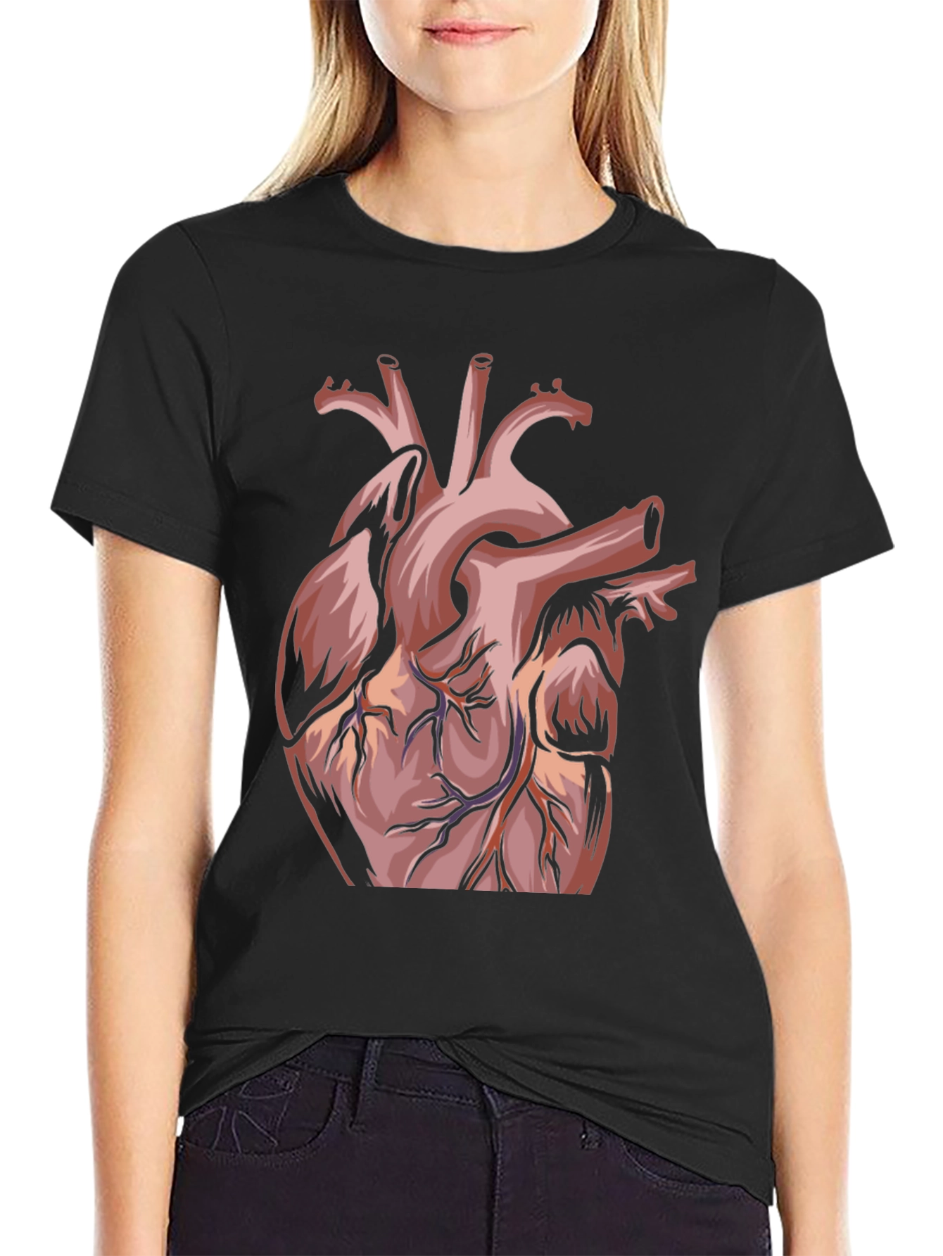 Anatomical Heart Graphic Tee - Black Cotton Blend