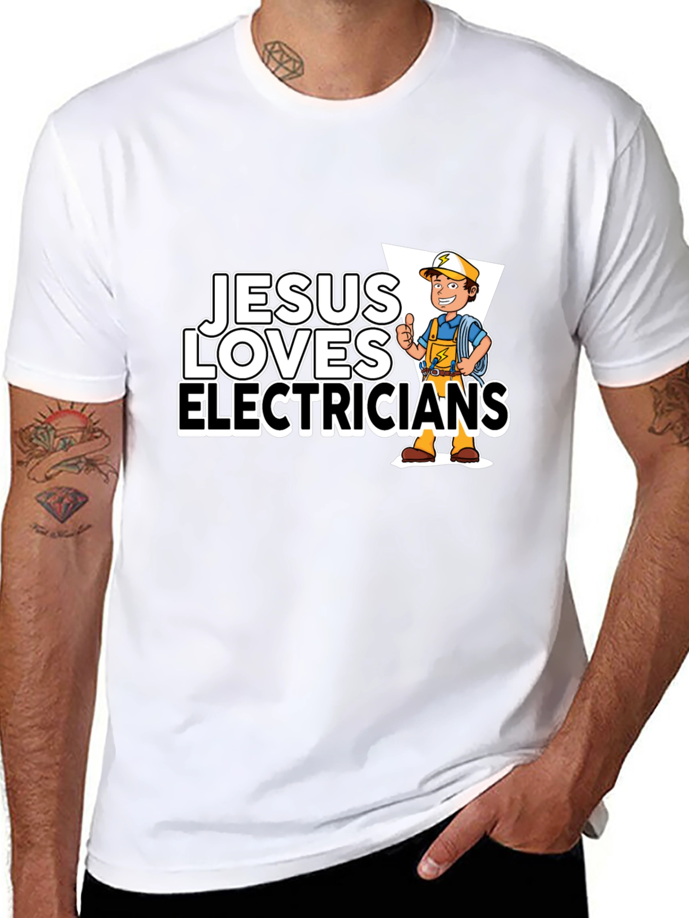Jesus Loves Electricians T-Shirt | Christian Electrician Gift