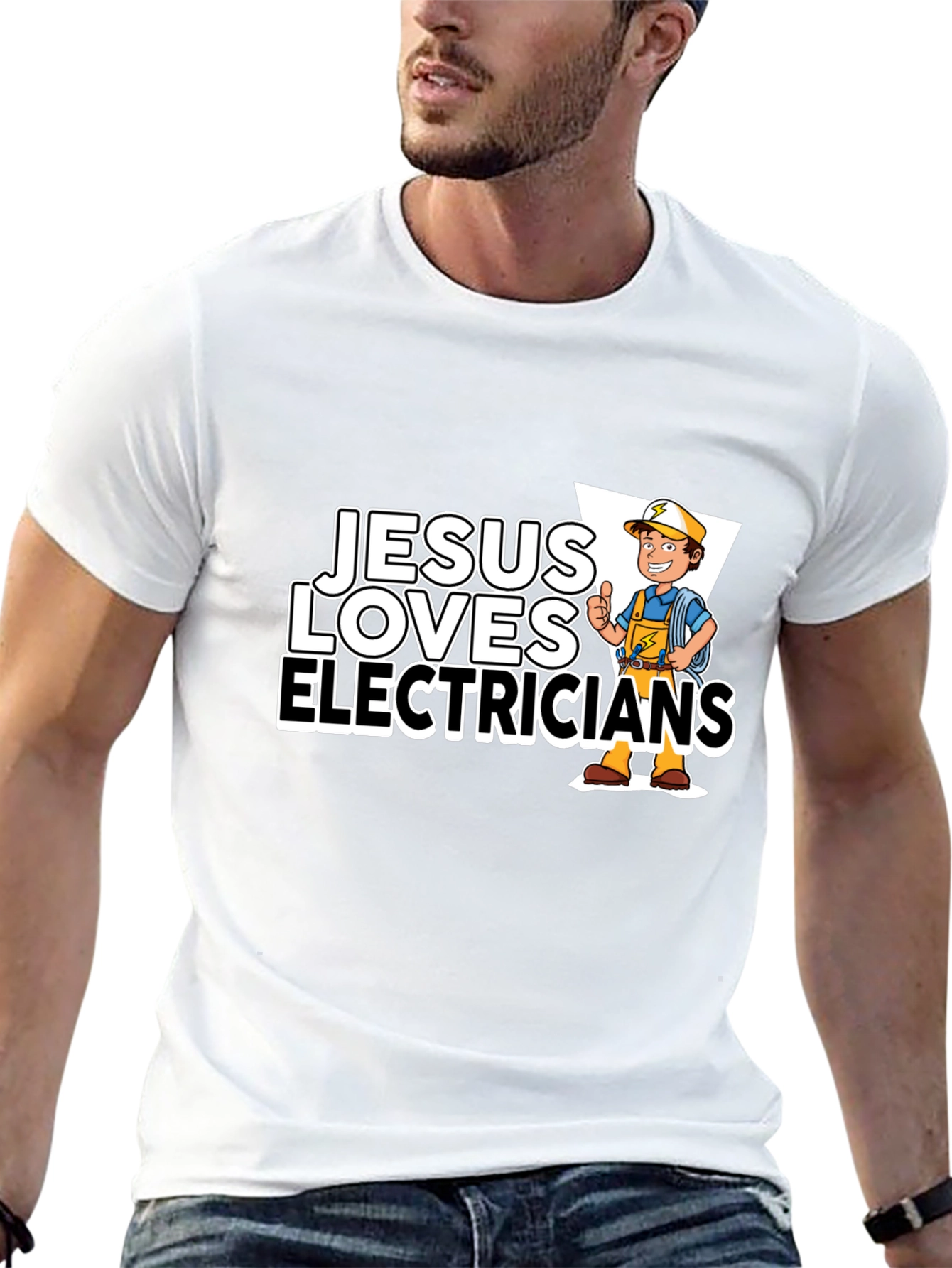 Jesus Loves Electricians T-Shirt | Christian Electrician Gift