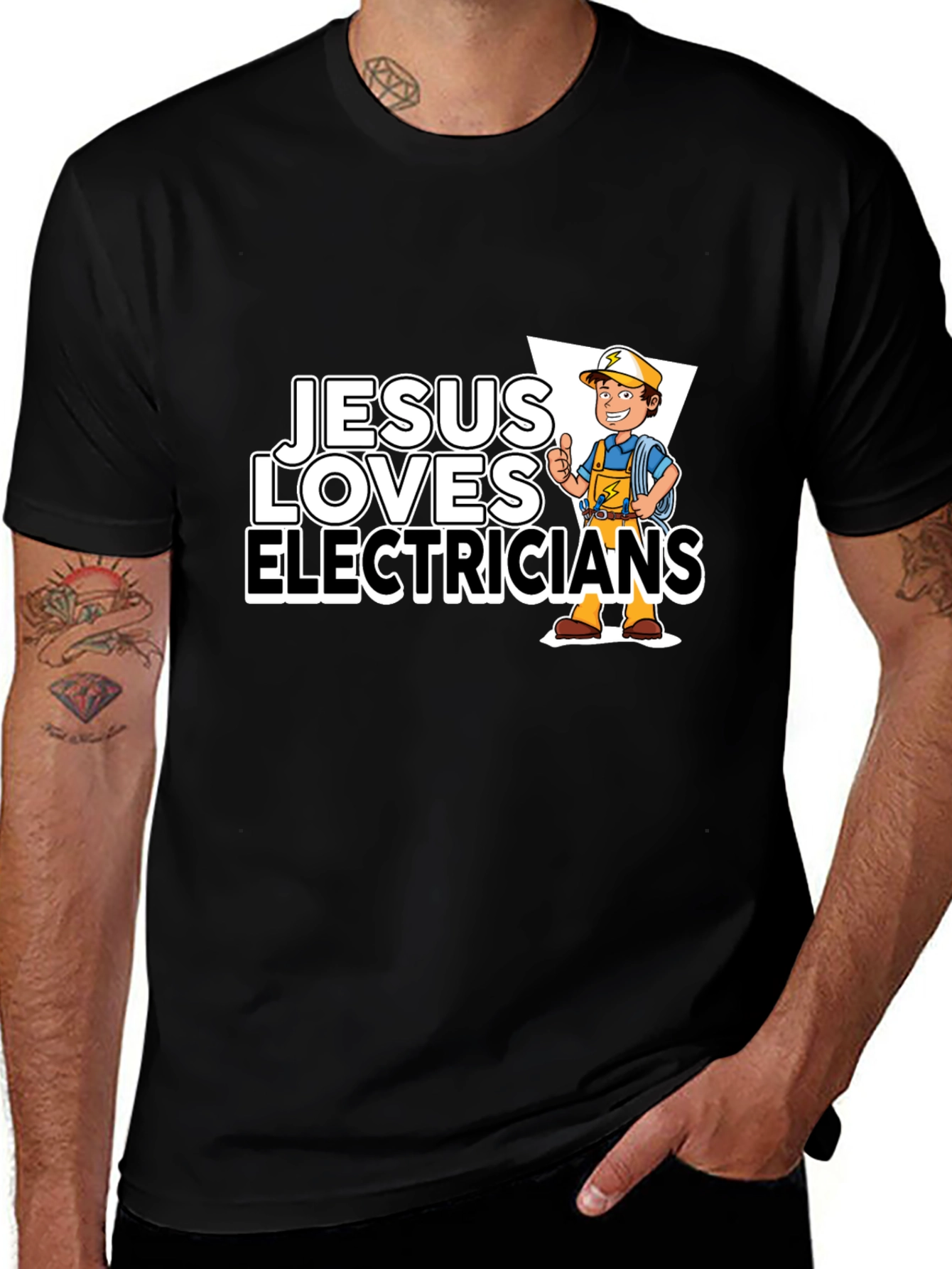 Jesus Loves Electricians T-Shirt | Christian Electrician Gift