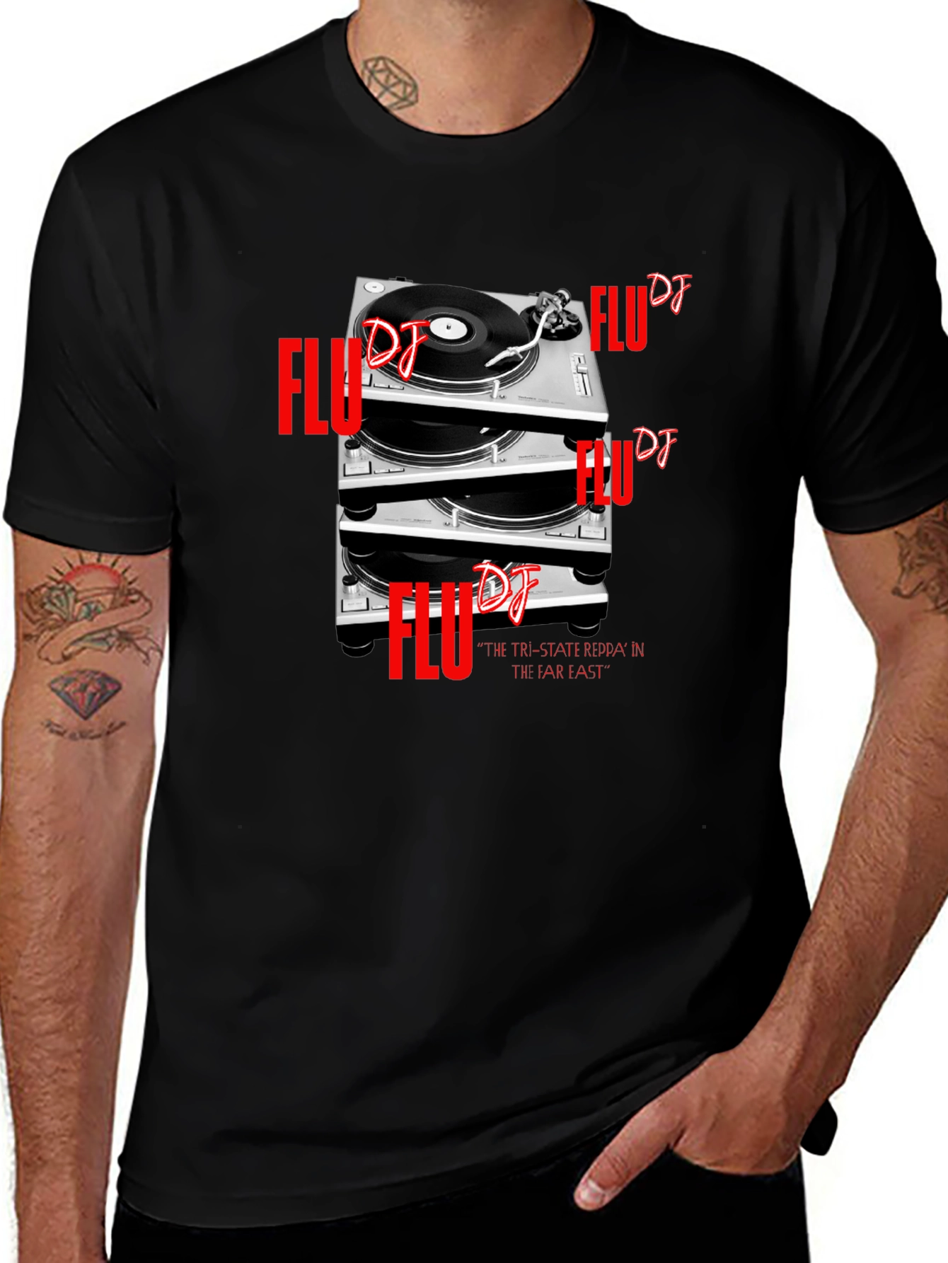 Flu DJ Turntable T-Shirt - Black Graphic Tee