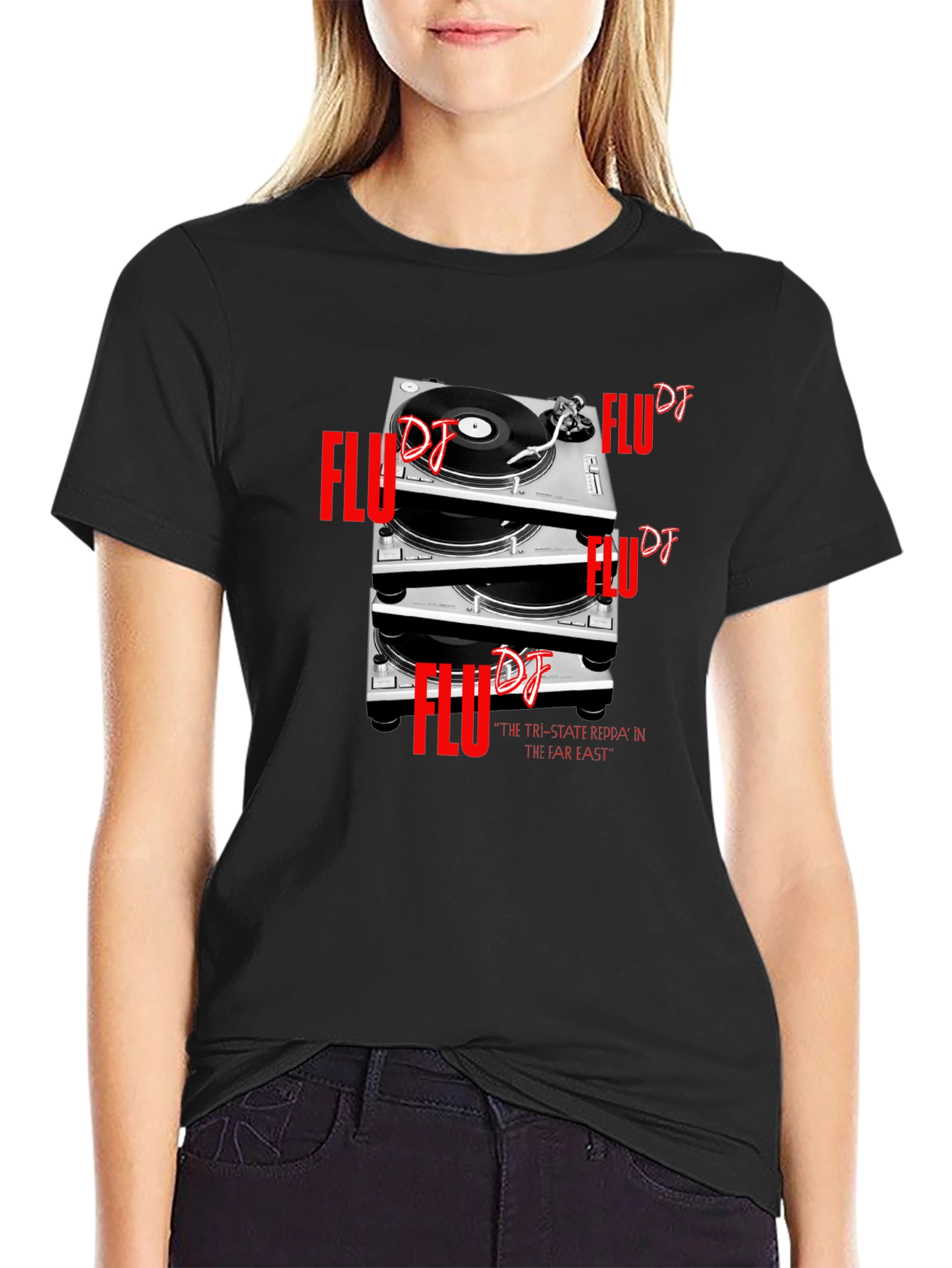 Flu DJ Turntable T-Shirt - Black Graphic Tee