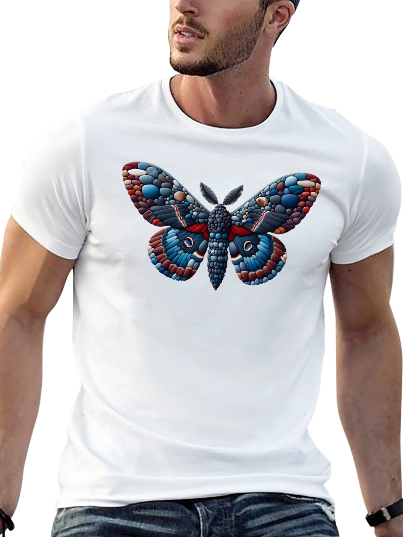 Moth Graphic Black T-Shirt - Unique Insect Design