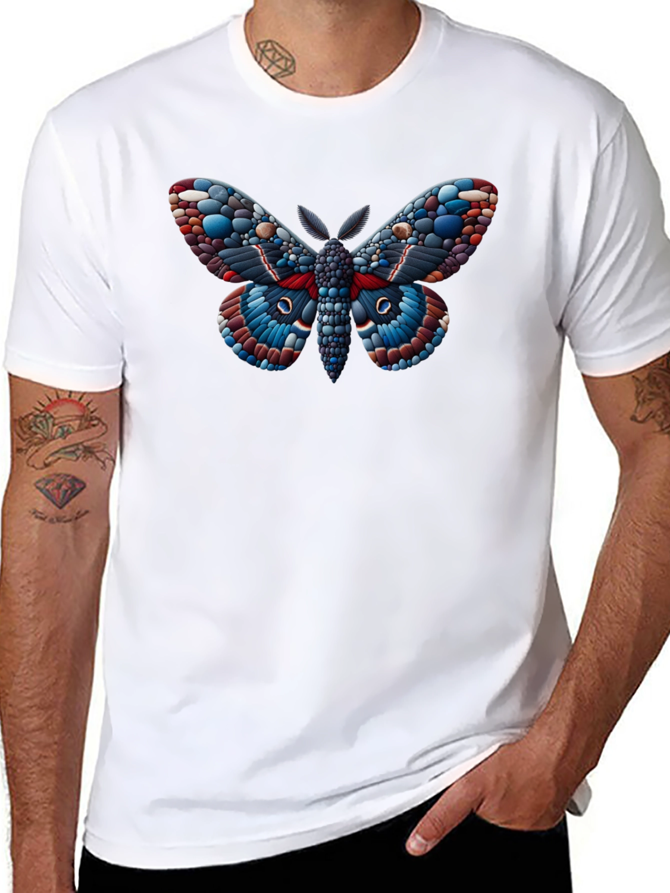 Moth Graphic Black T-Shirt - Unique Insect Design