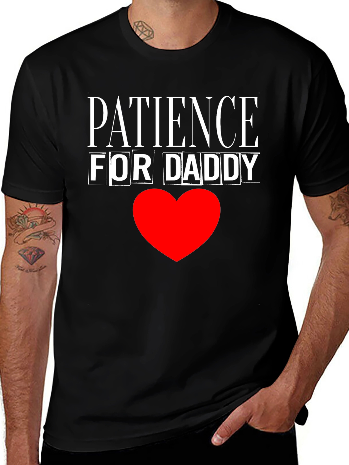 Patience for Daddy Black Cotton T-Shirt
