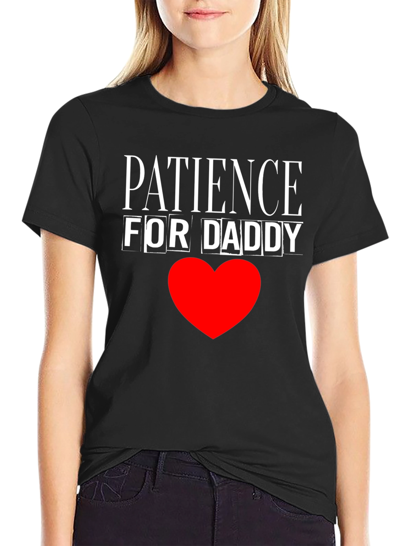 Patience for Daddy Black Cotton T-Shirt