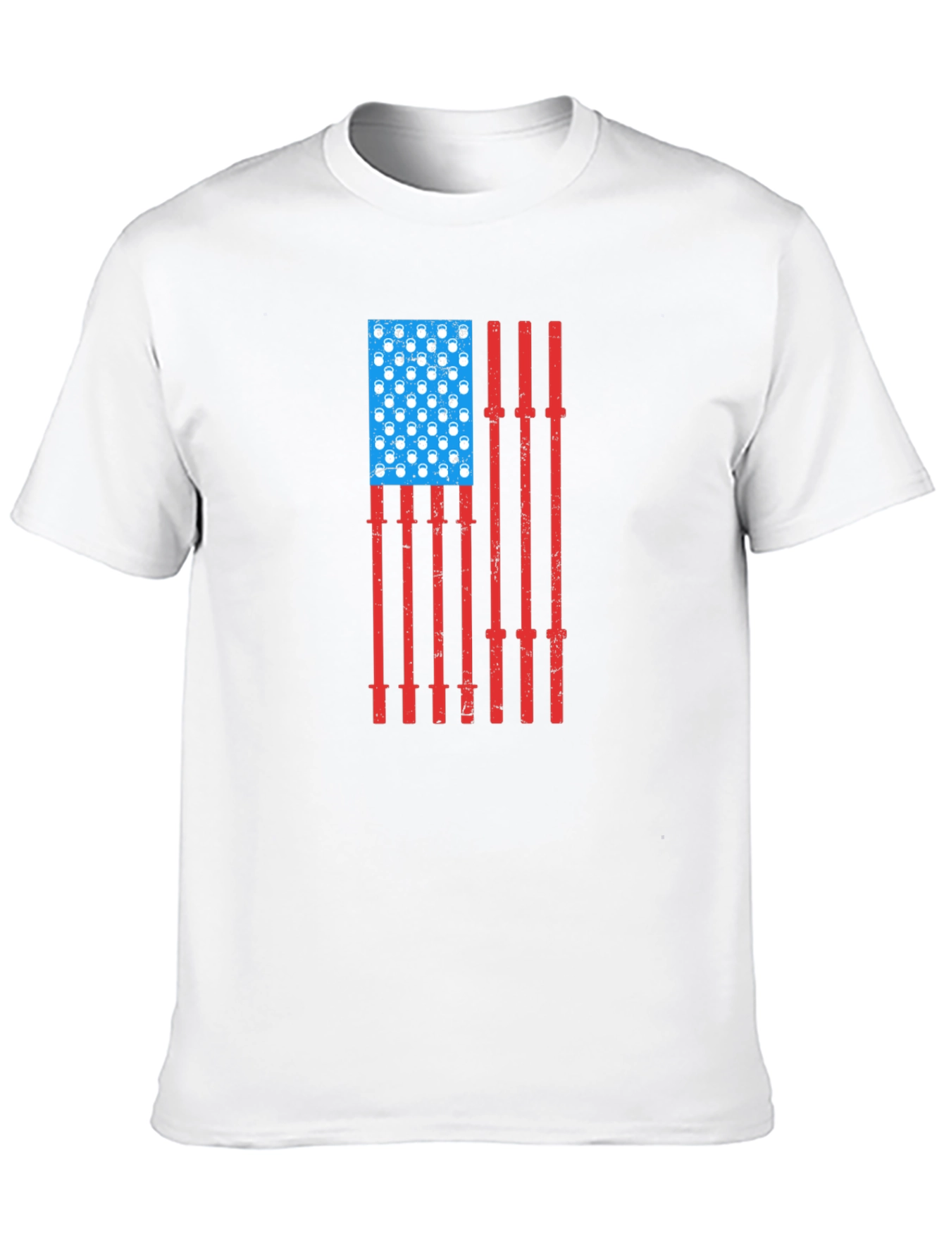USA Flag Barbell Kettlebell Gym Shirt