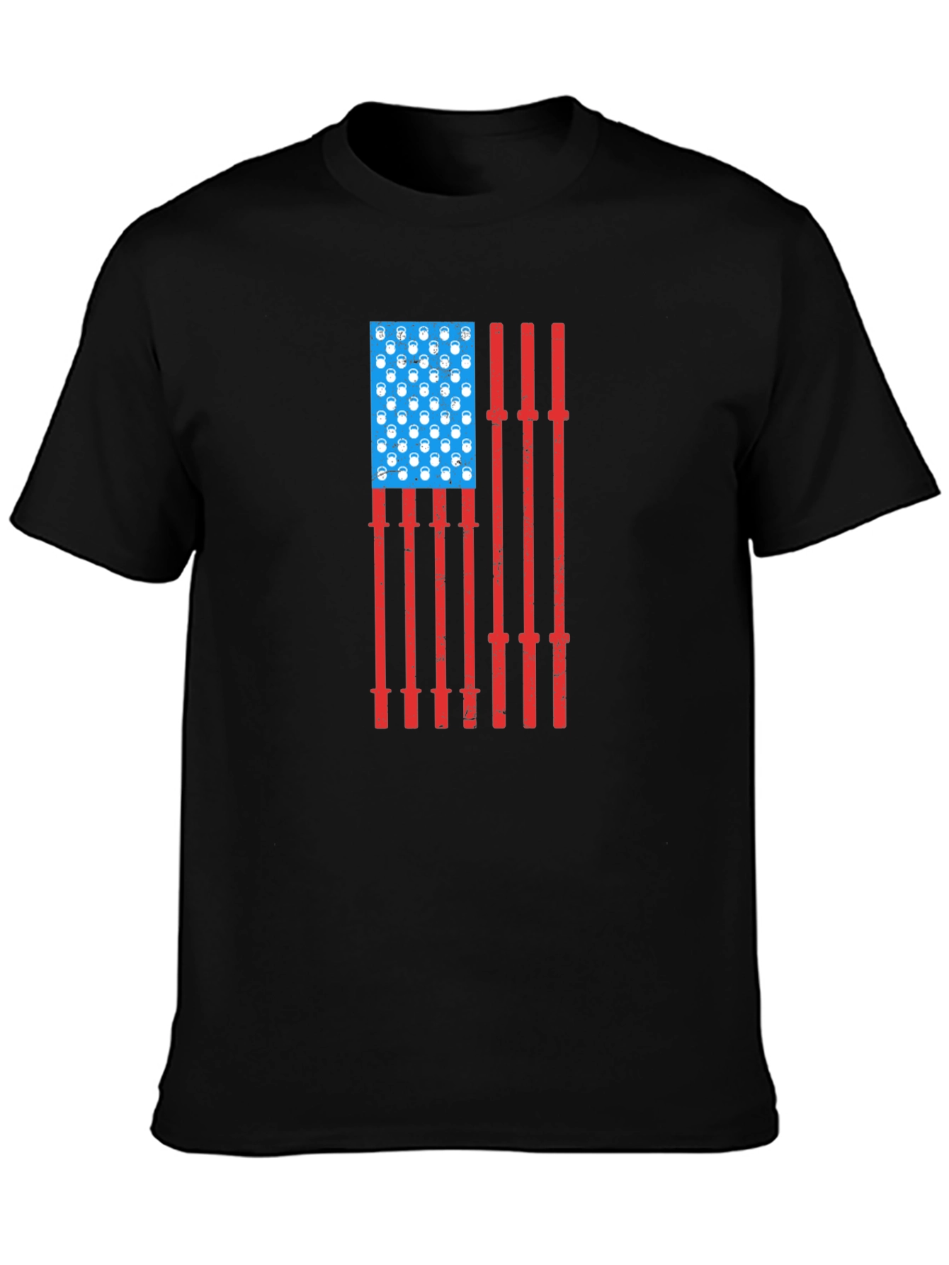 USA Flag Barbell Kettlebell Gym Shirt