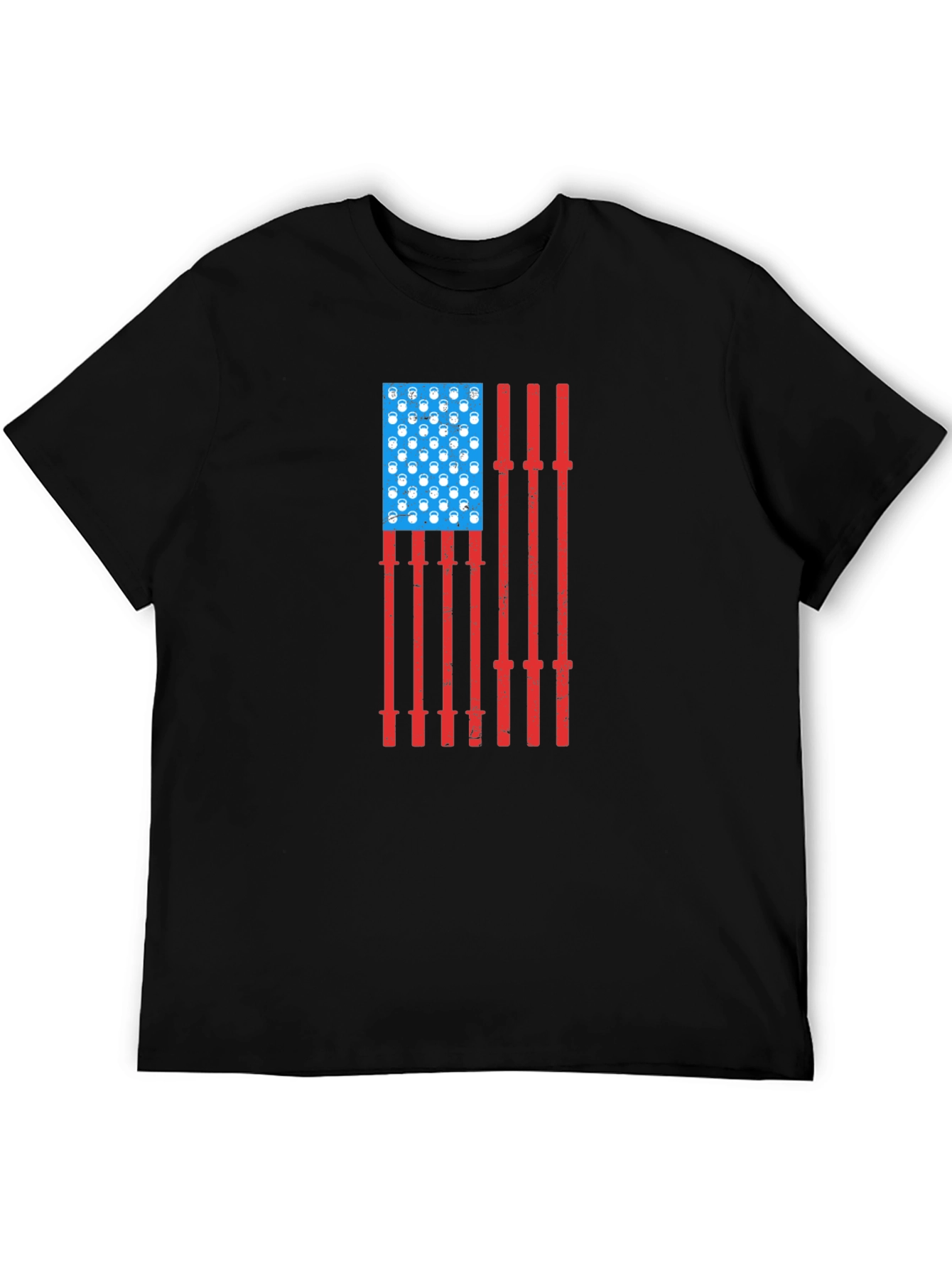 USA Flag Barbell Kettlebell Gym Shirt