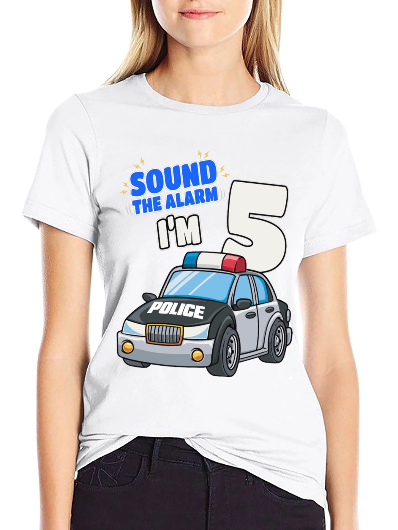 Sound the Alarm Im 5 Police Car Birthday T-Shirt