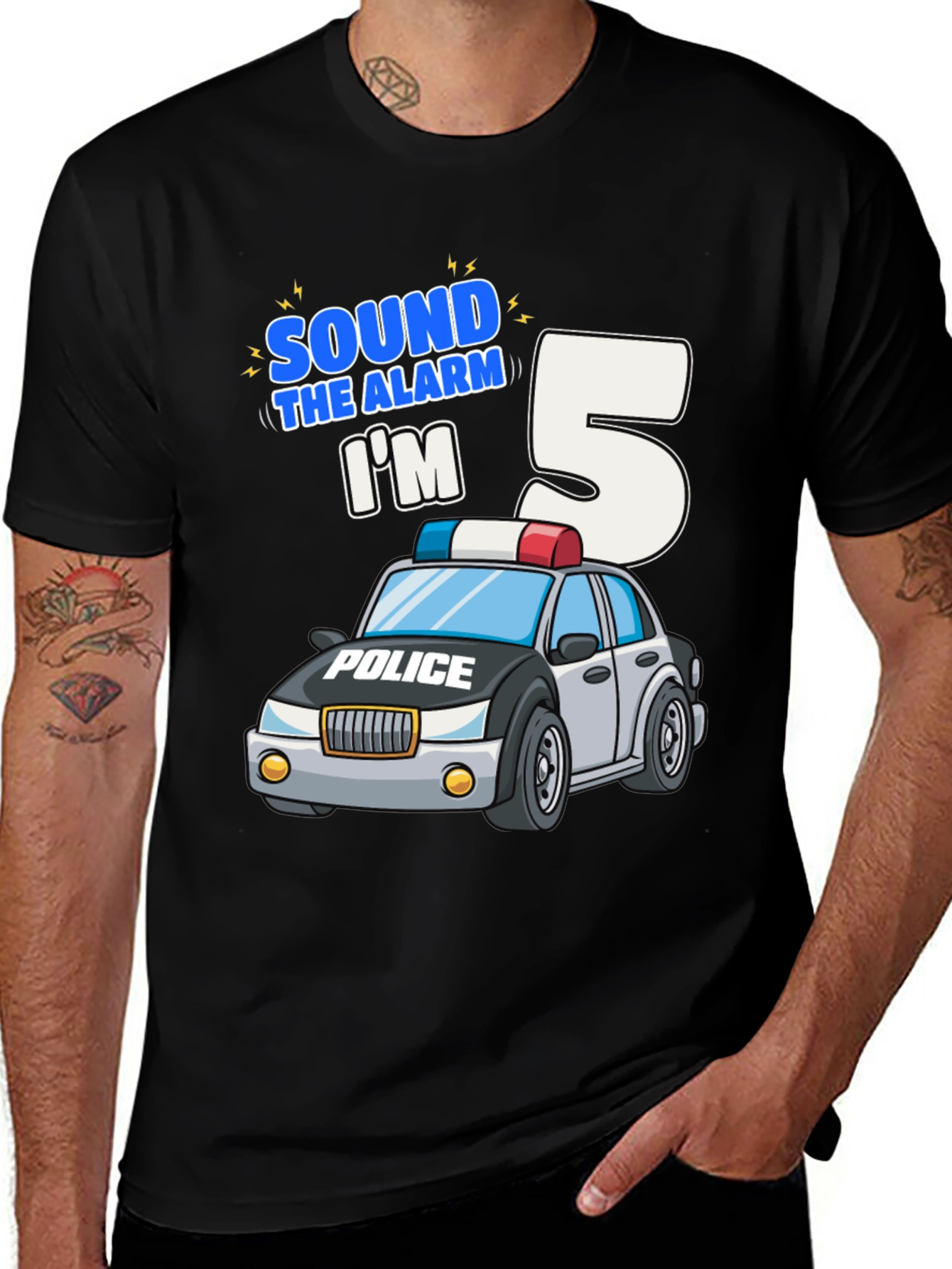 Sound the Alarm Im 5 Police Car Birthday T-Shirt