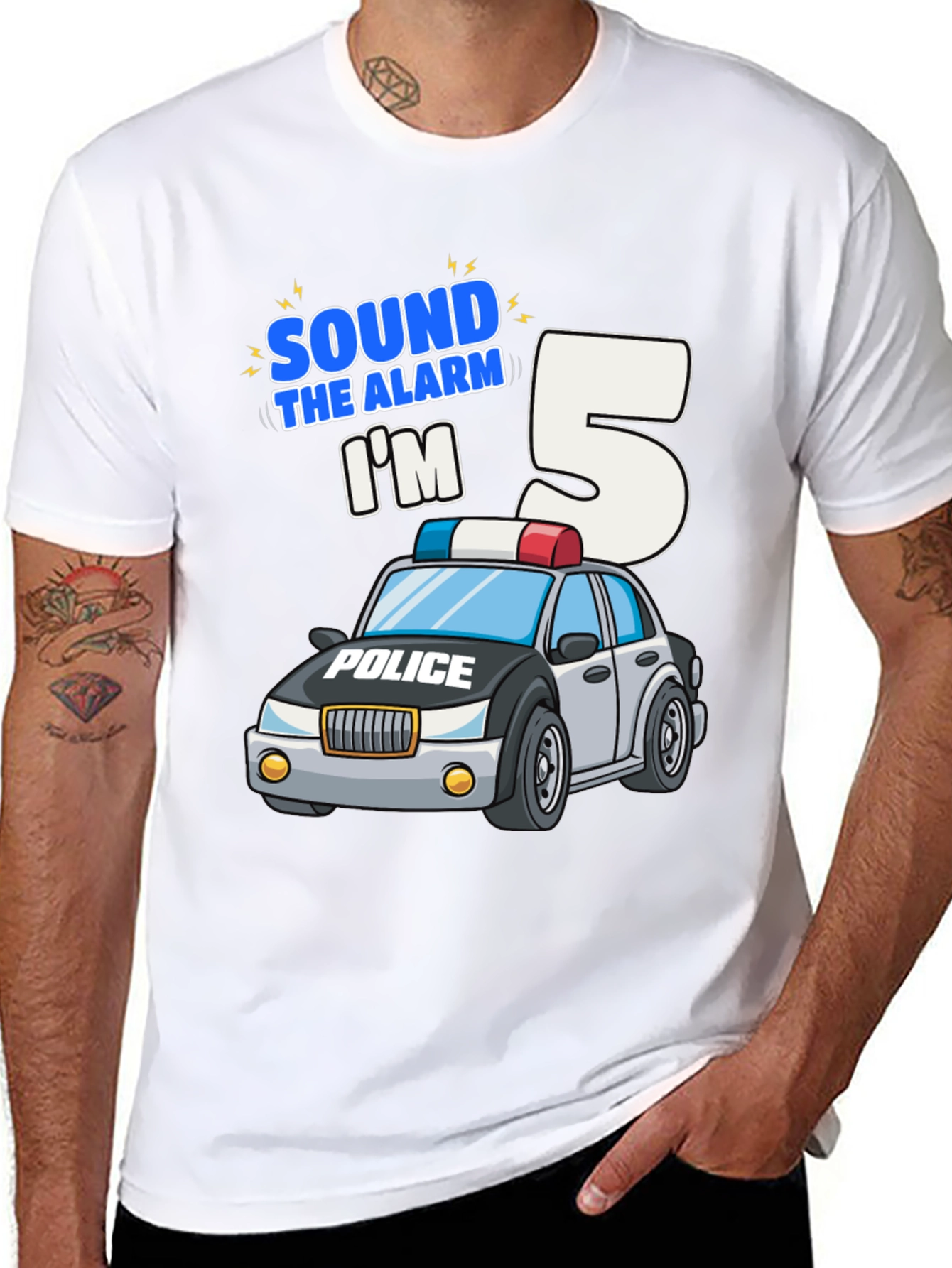 Sound the Alarm Im 5 Police Car Birthday T-Shirt