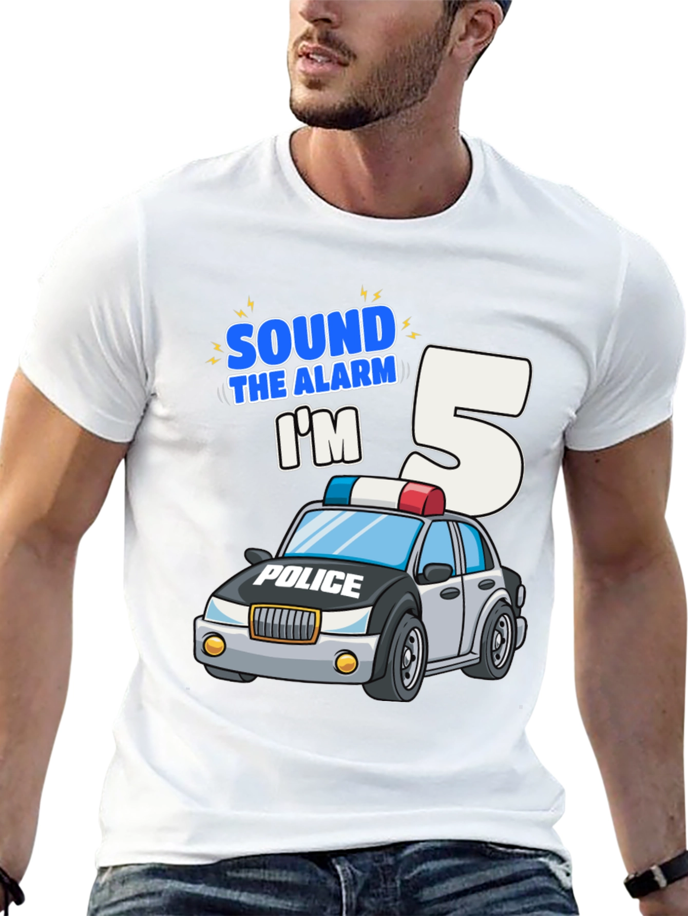 Sound the Alarm Im 5 Police Car Birthday T-Shirt