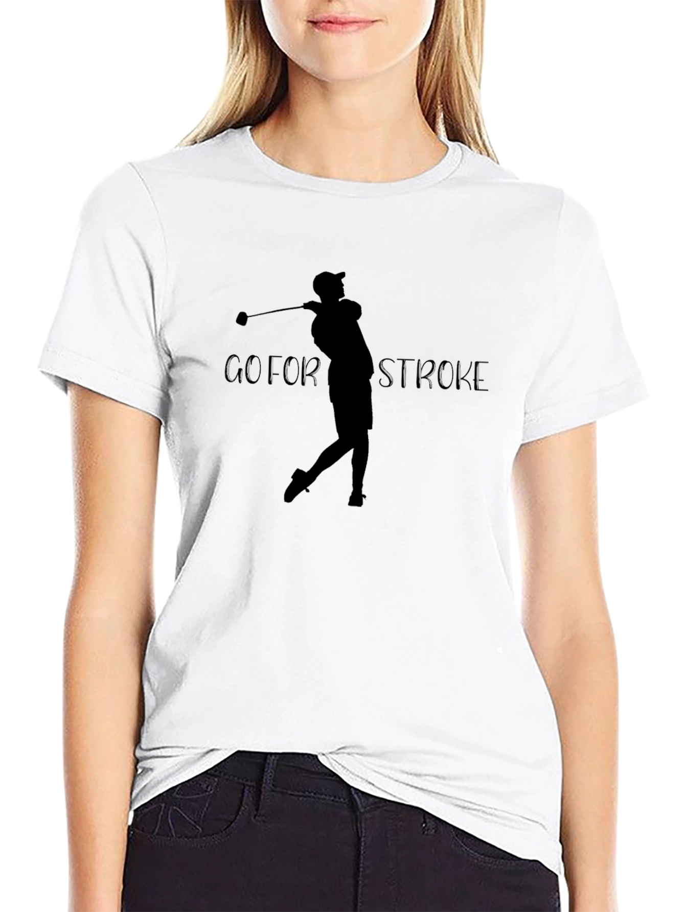 Go For Stroke Black Golf T-Shirt
