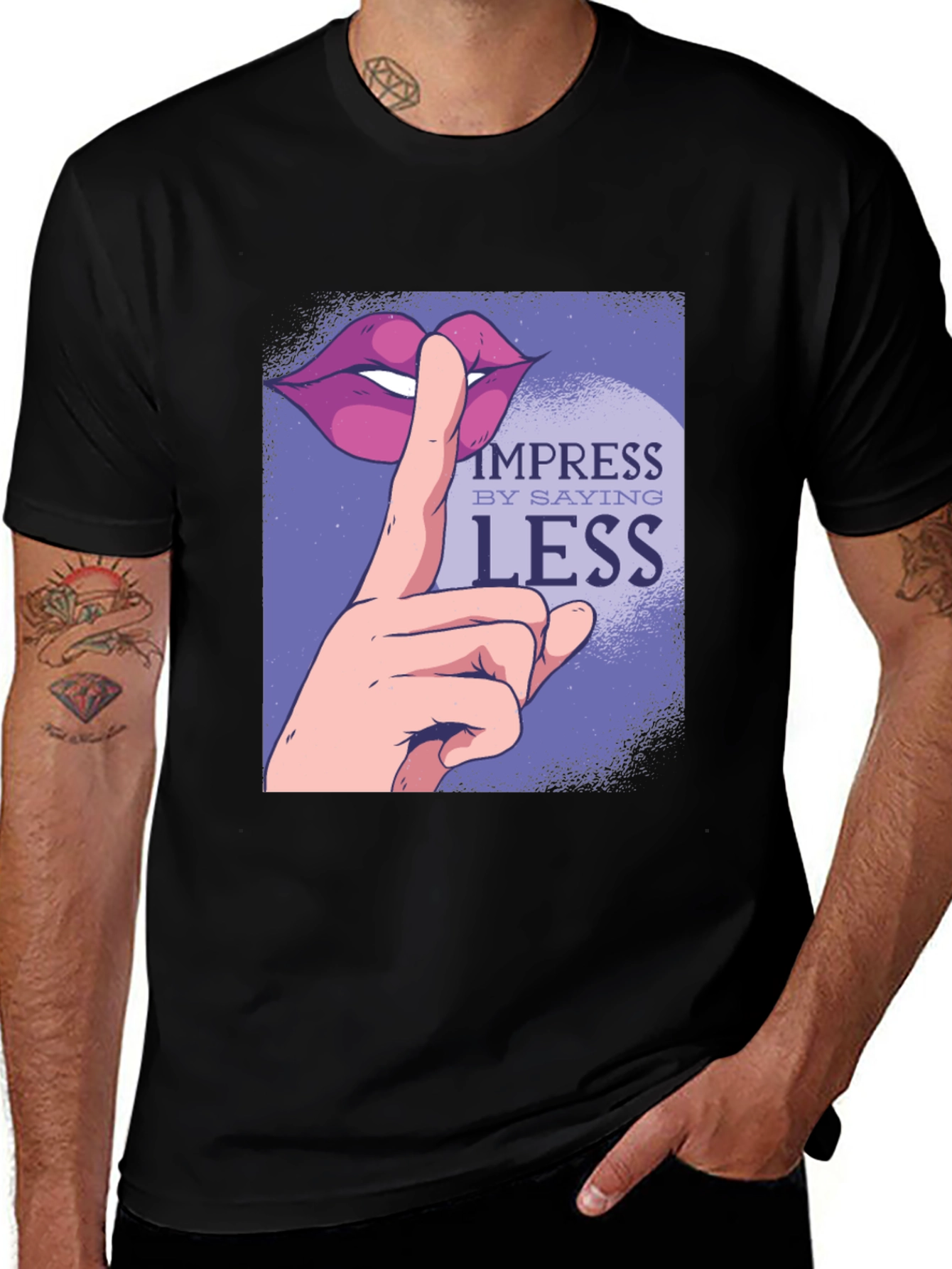Impress By Saying Less Graphic Tee - Black