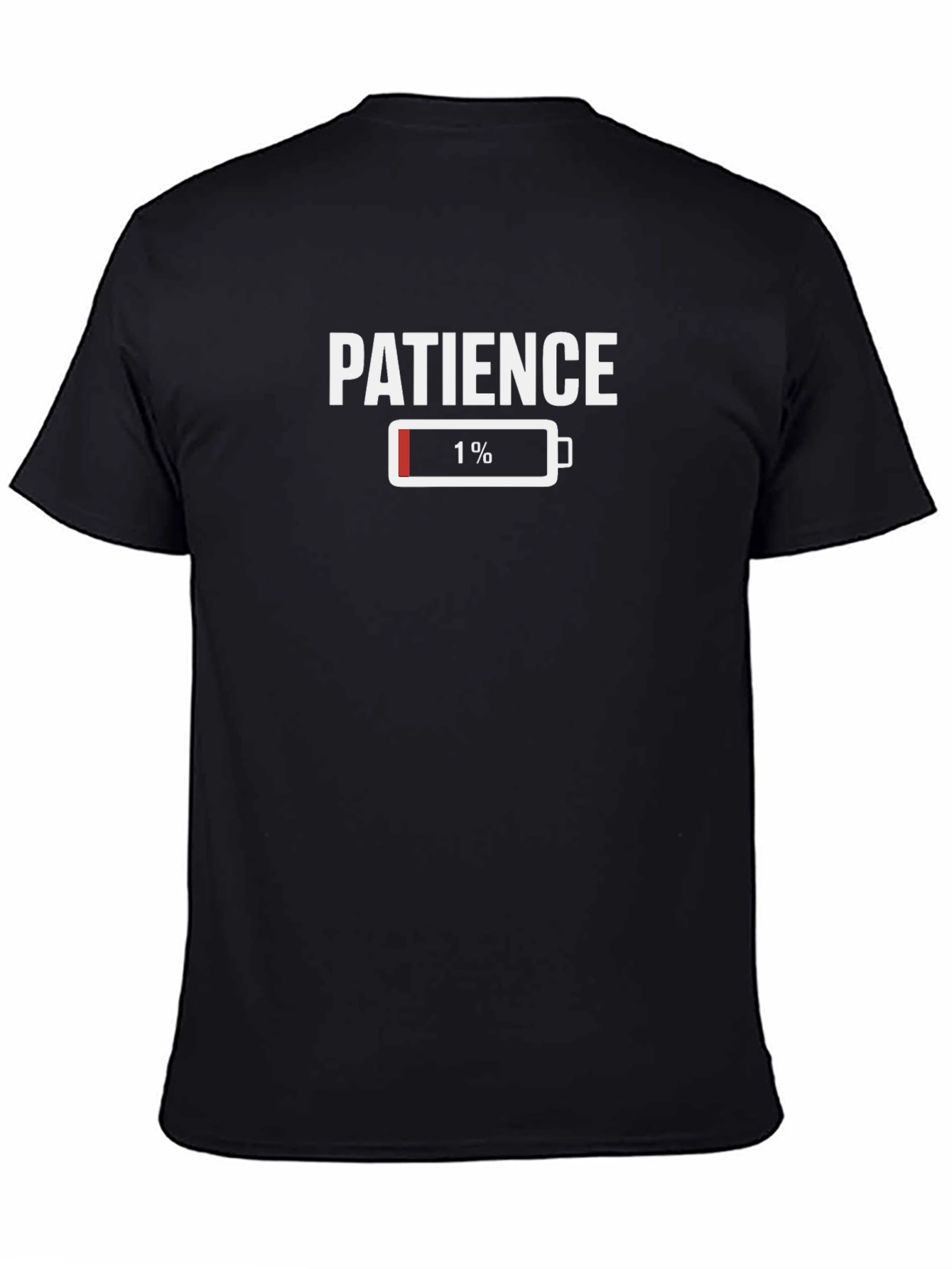 Patience 1% Battery Mens Black T-Shirt