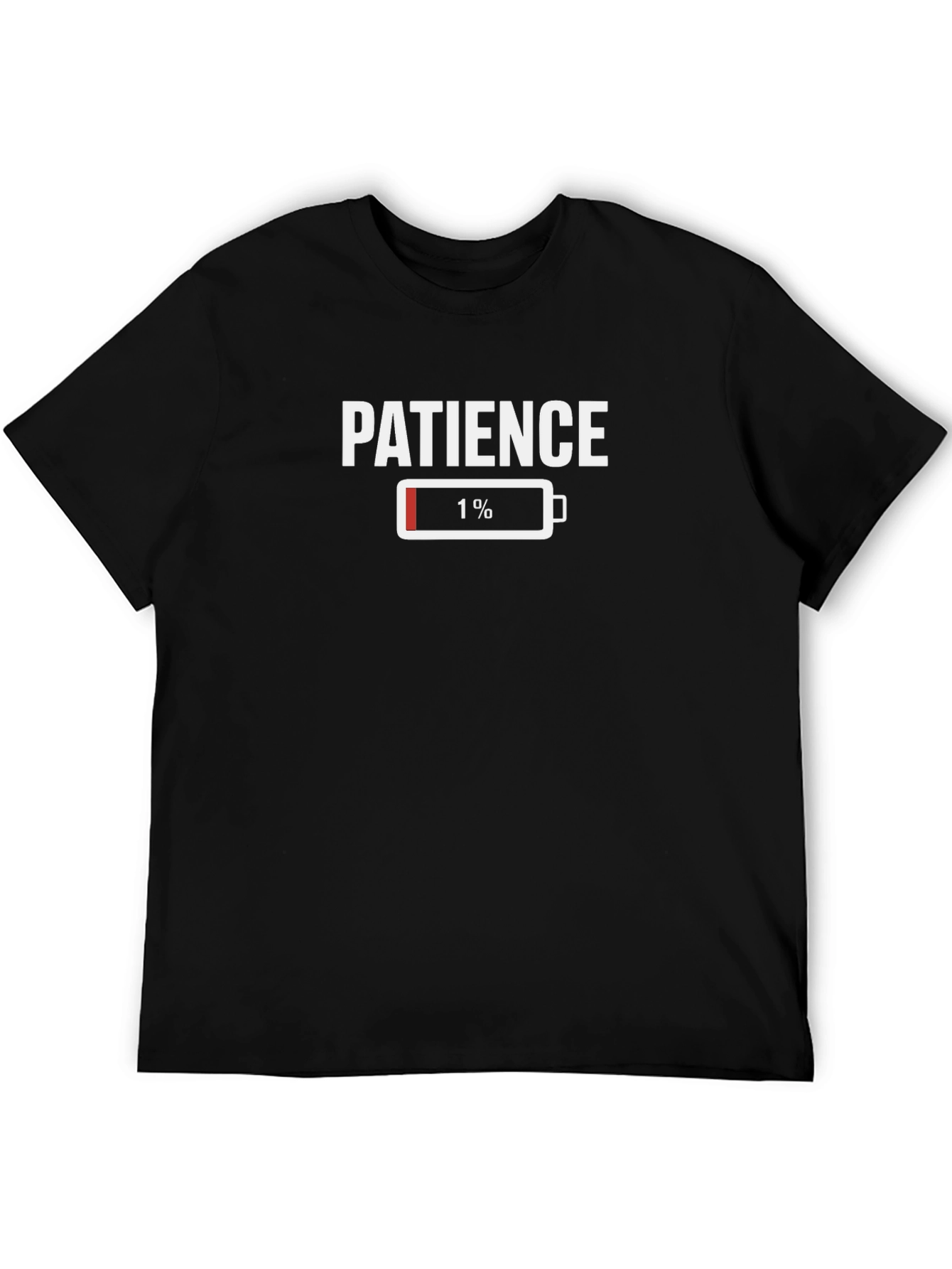 Patience 1% Battery Mens Black T-Shirt