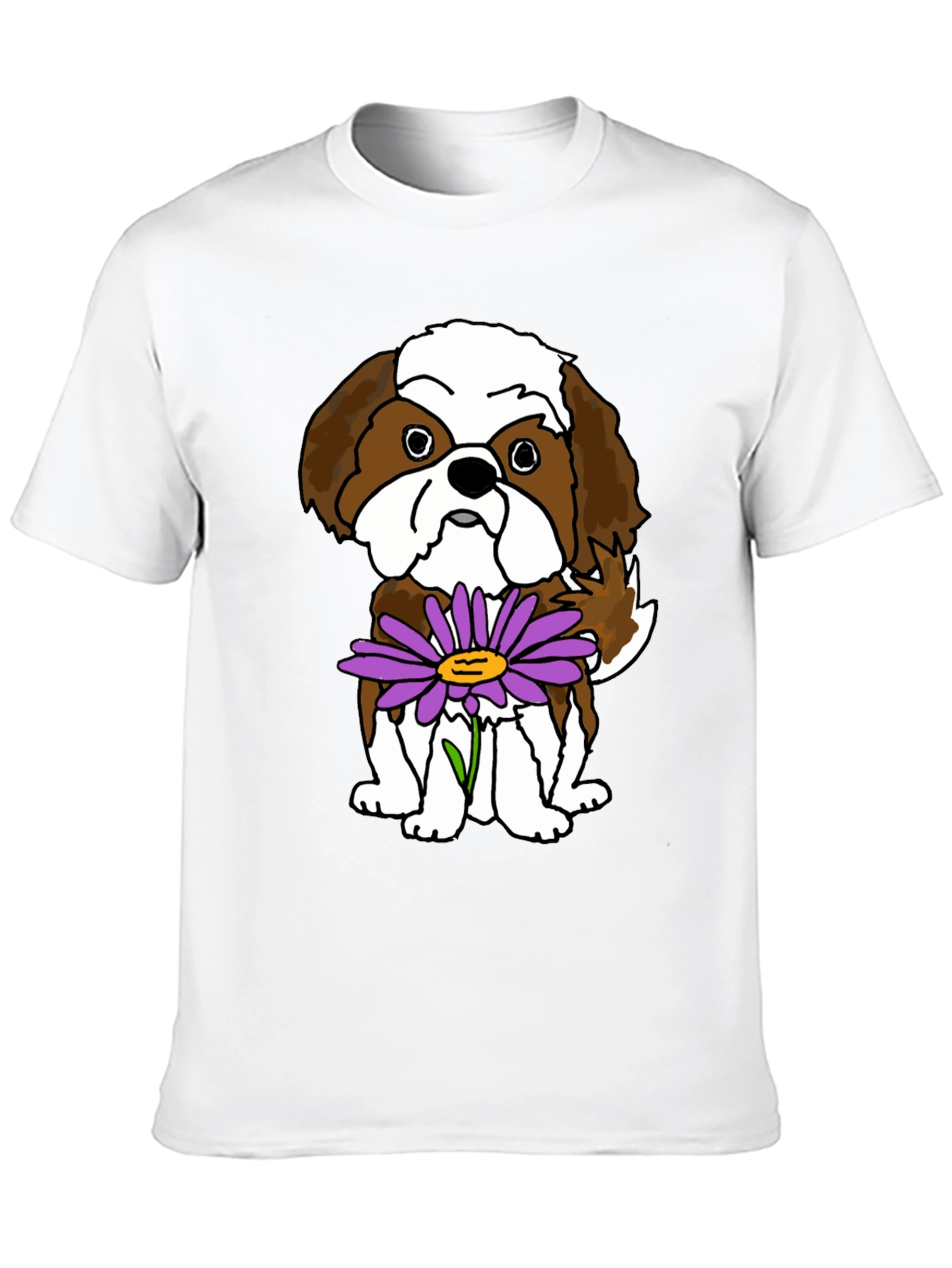Dog With Flower Graphic T-Shirt - Unisex