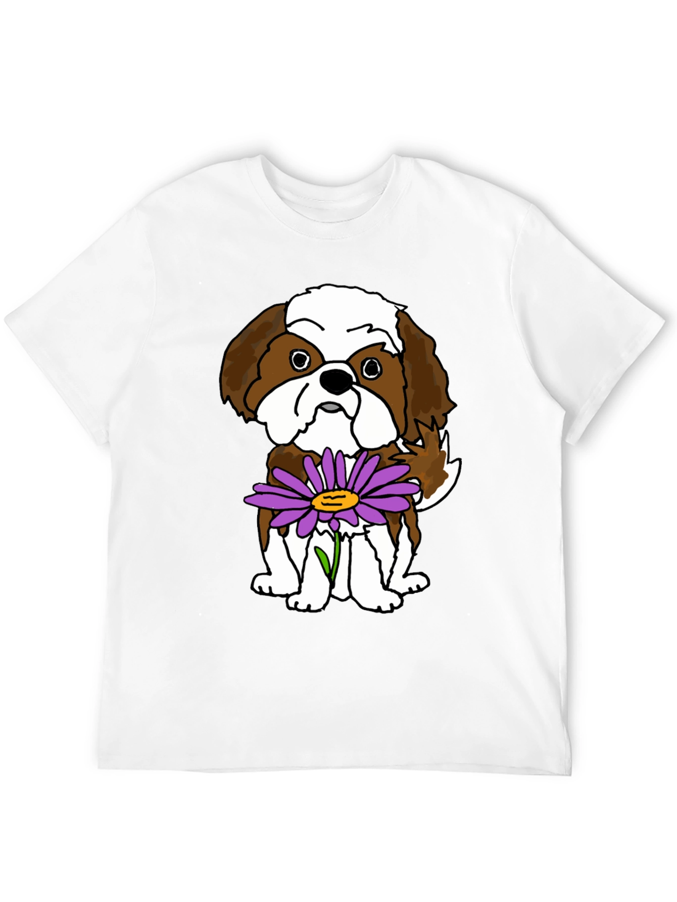 Dog With Flower Graphic T-Shirt - Unisex