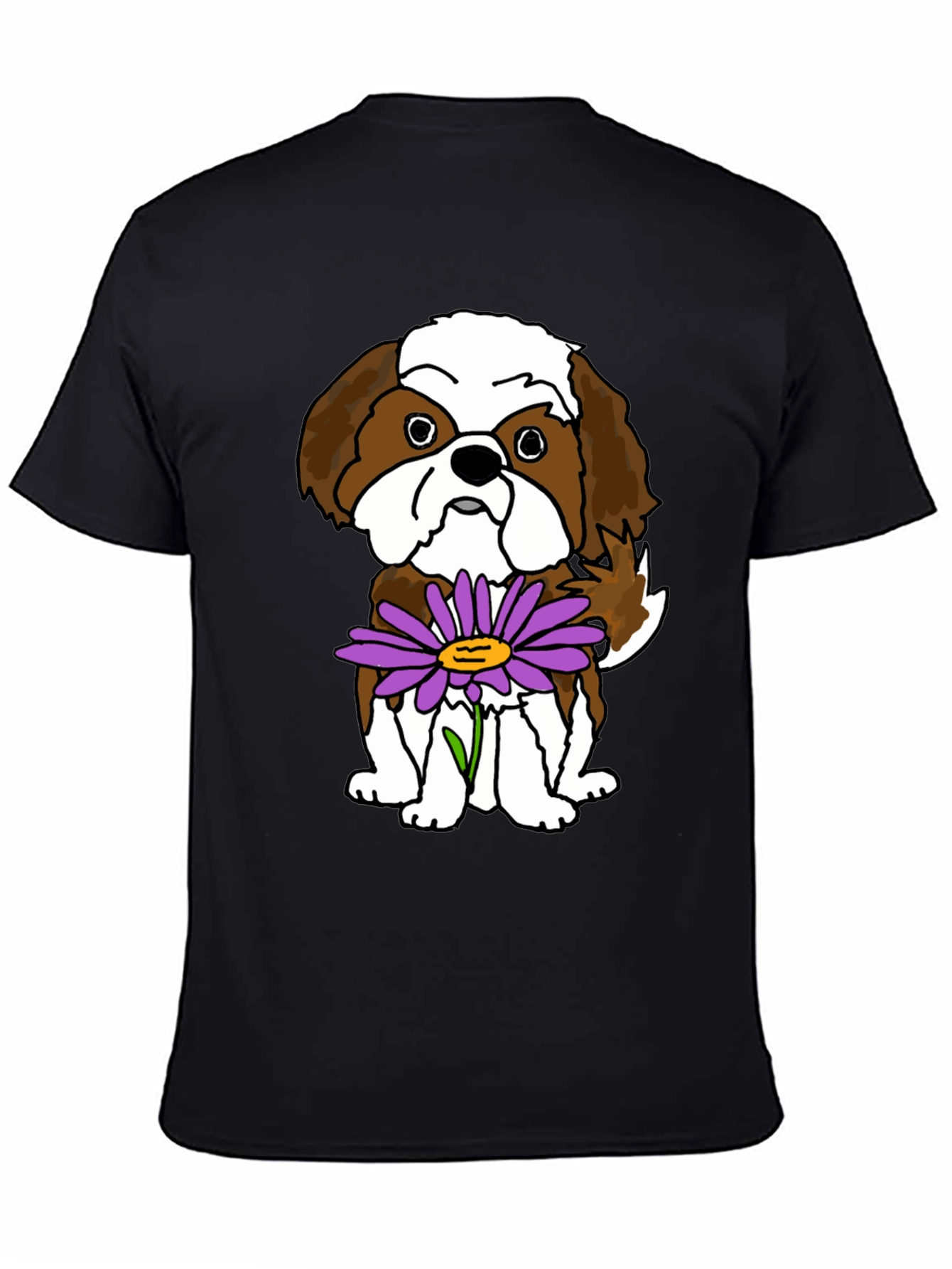 Dog With Flower Graphic T-Shirt - Unisex