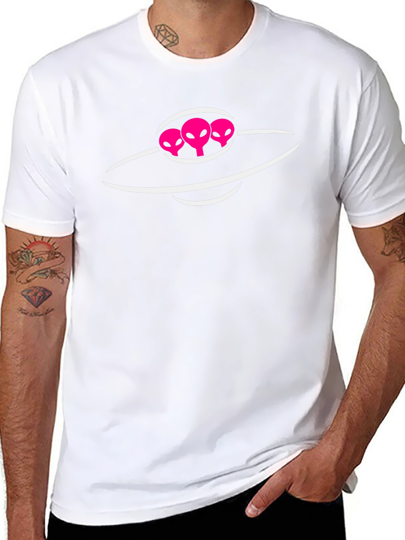 Alien UFO Graphic Tee - Black Cotton T-Shirt