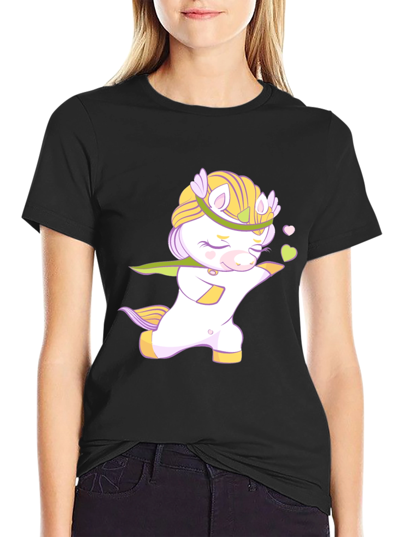 Cute Unicorn Graphic Black T-Shirt