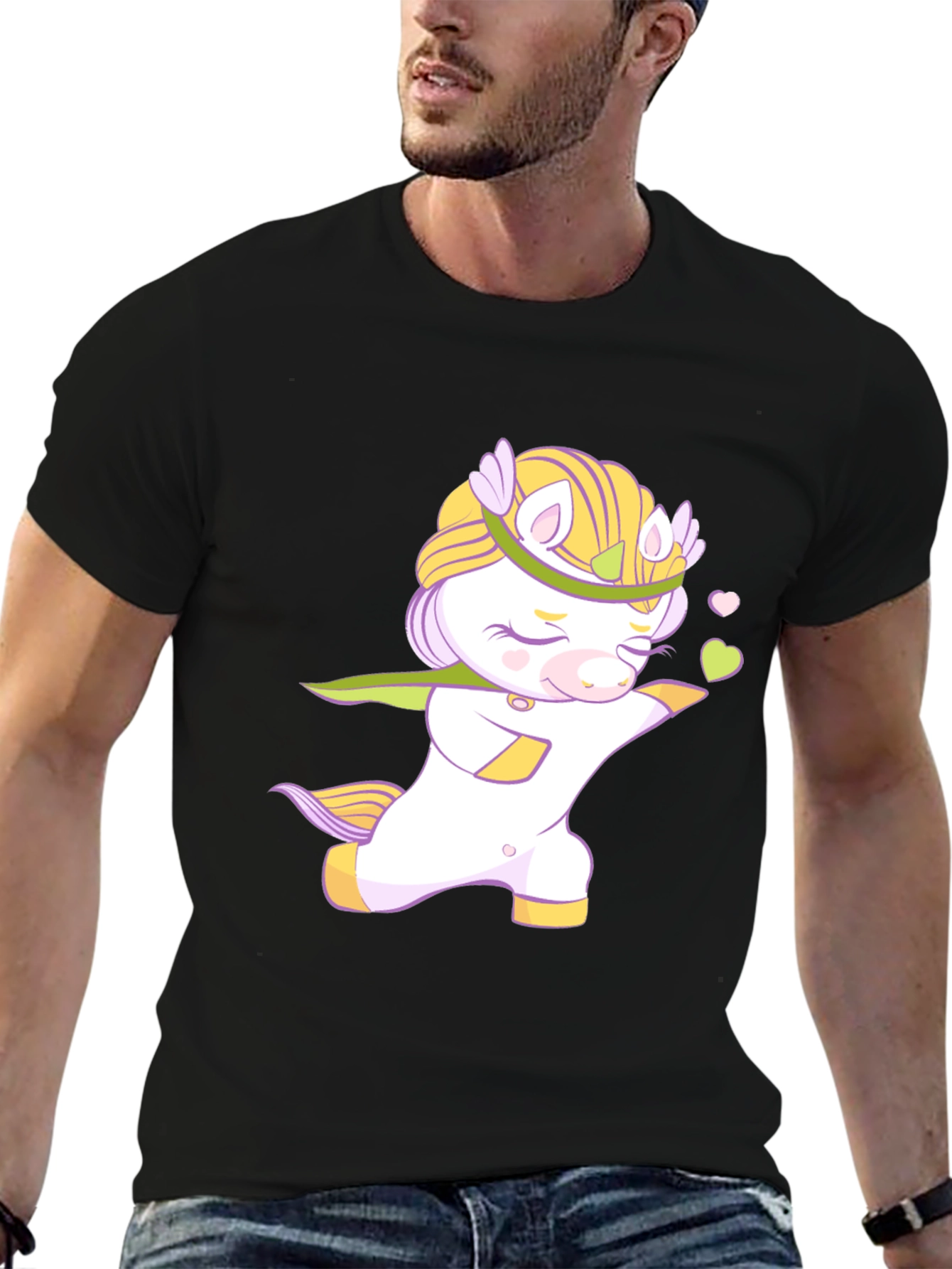 Cute Unicorn Graphic Black T-Shirt