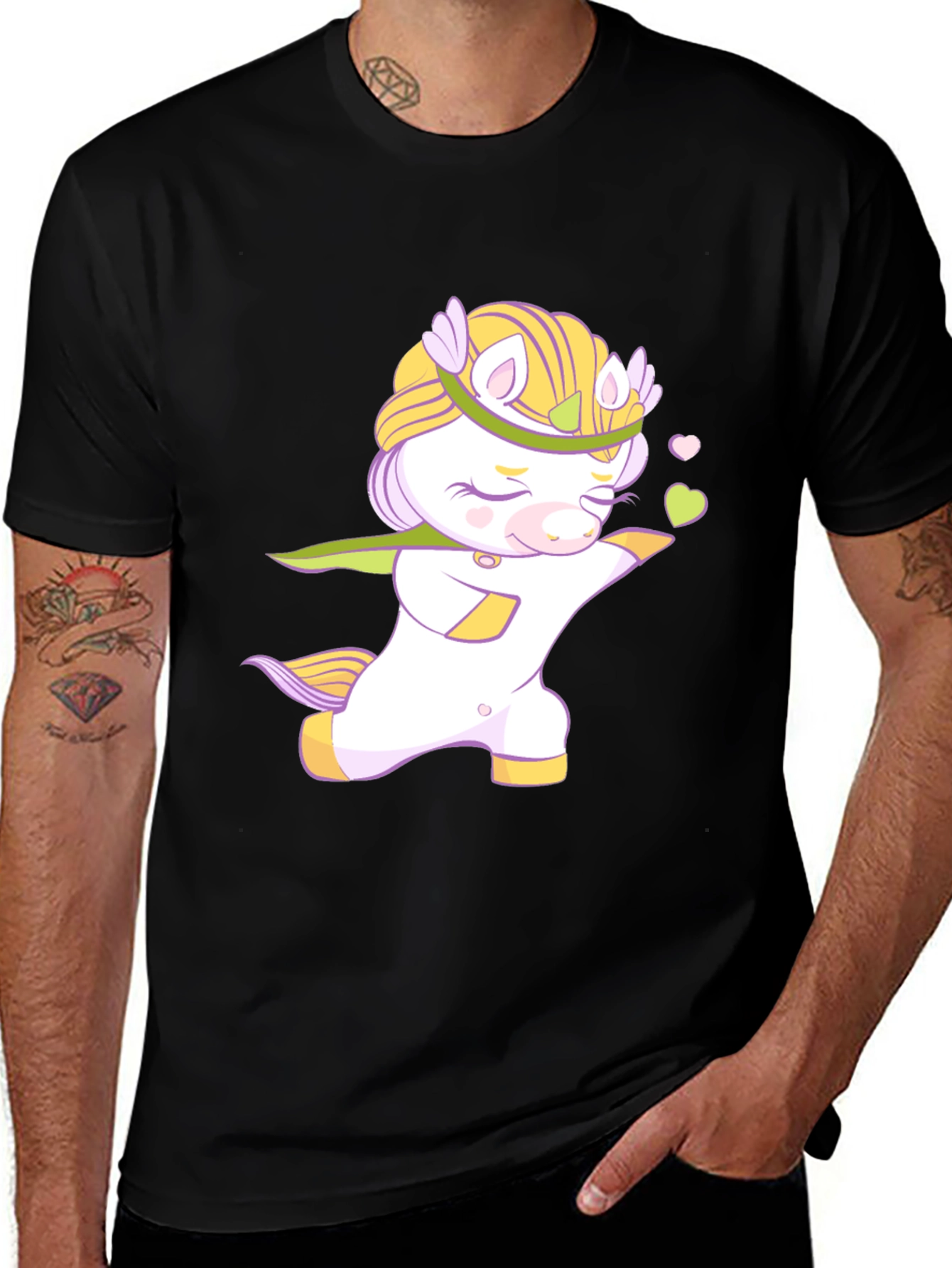 Cute Unicorn Graphic Black T-Shirt