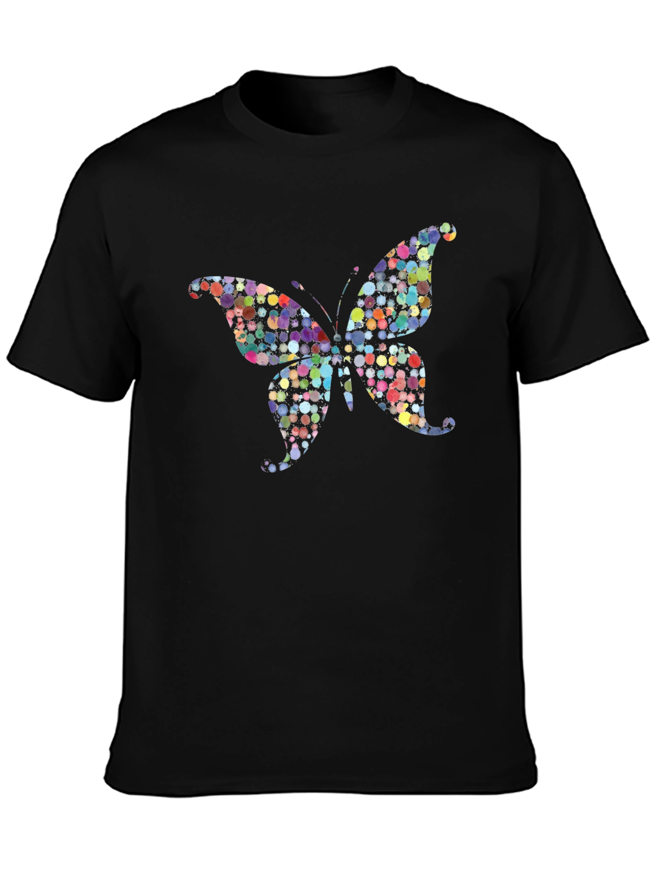 Butterfly Print Black T-Shirt - Unique Design