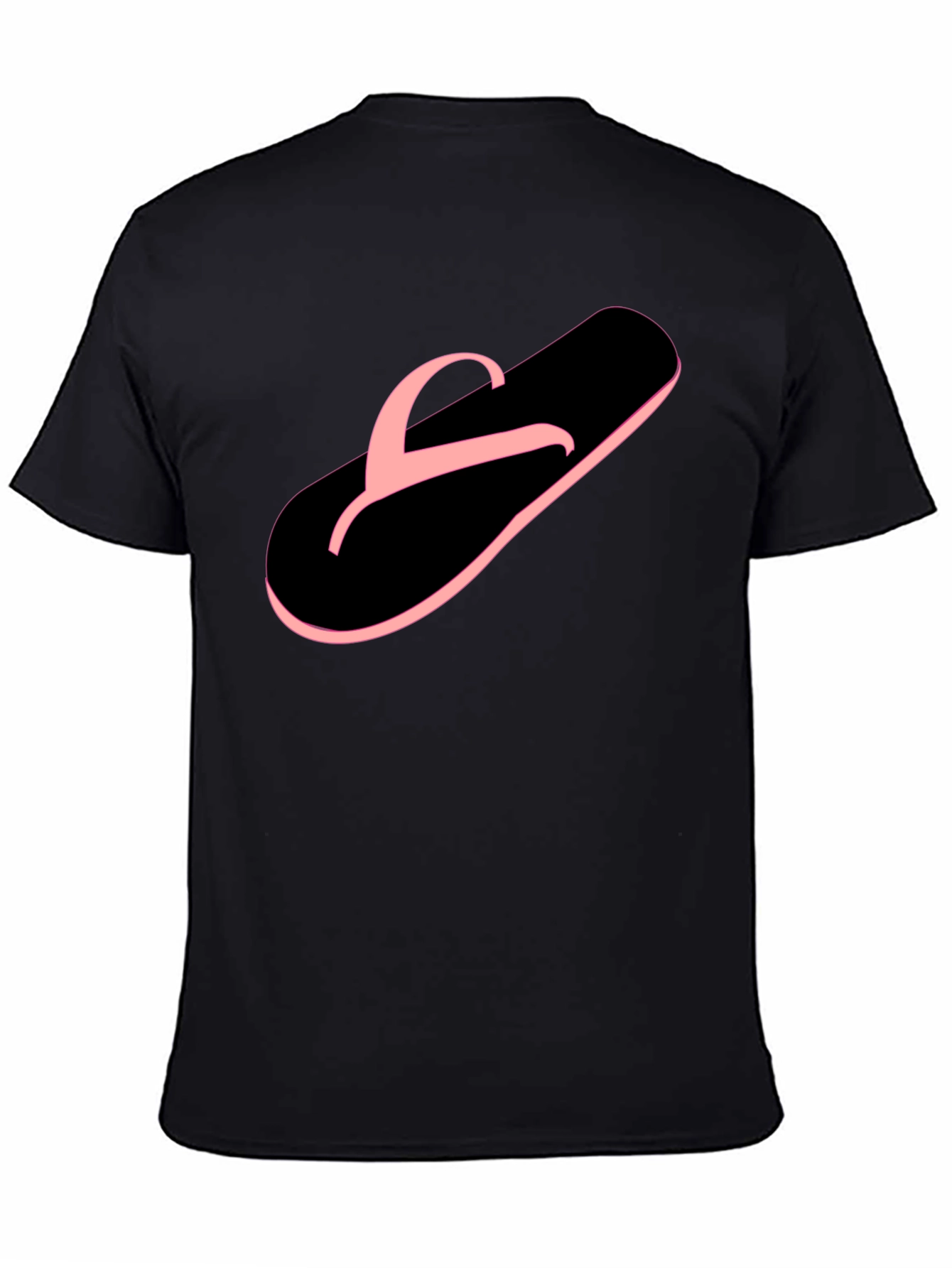 Black T-Shirt with Pink Flip-Flop Graphic