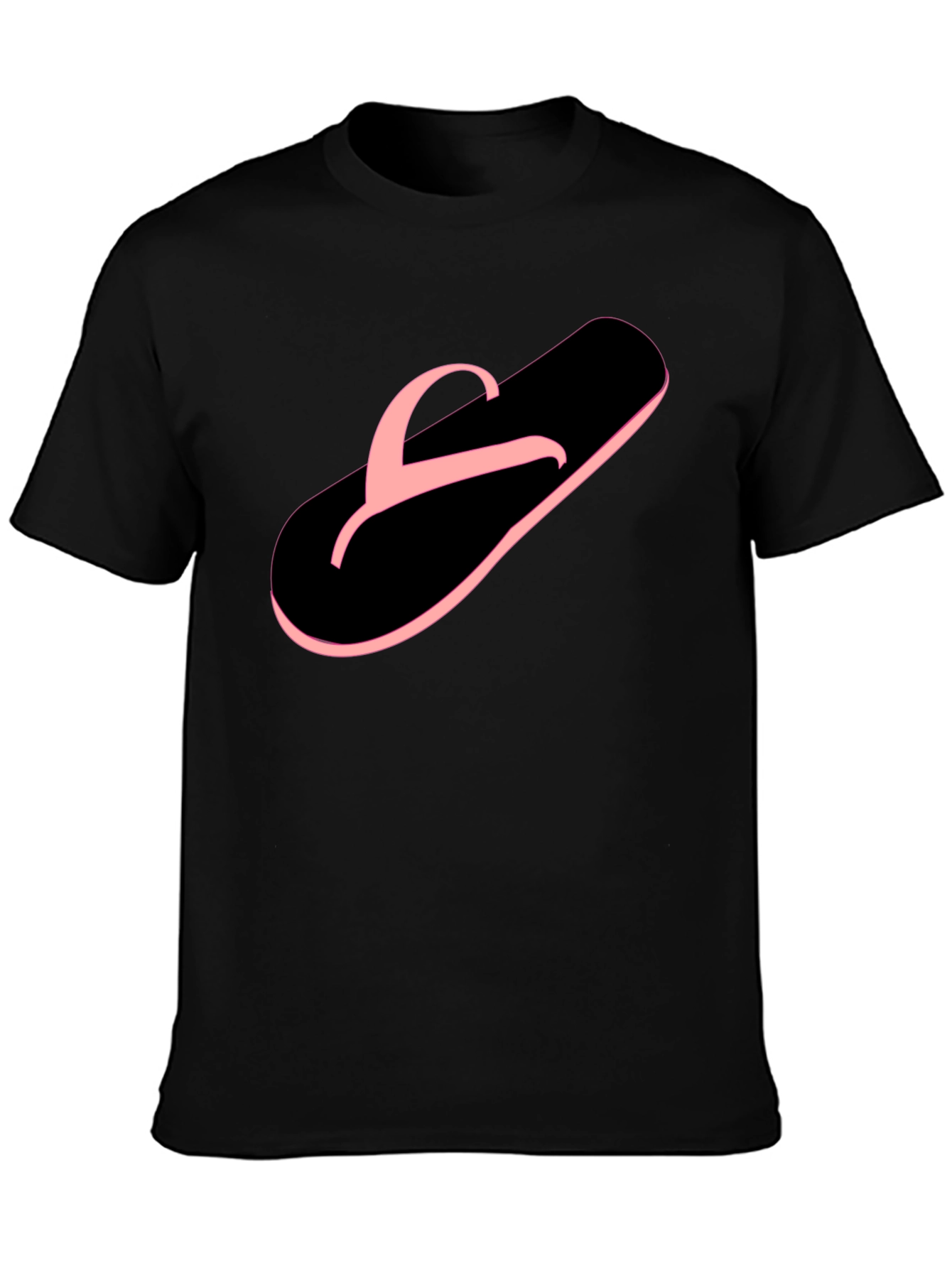 Black T-Shirt with Pink Flip-Flop Graphic