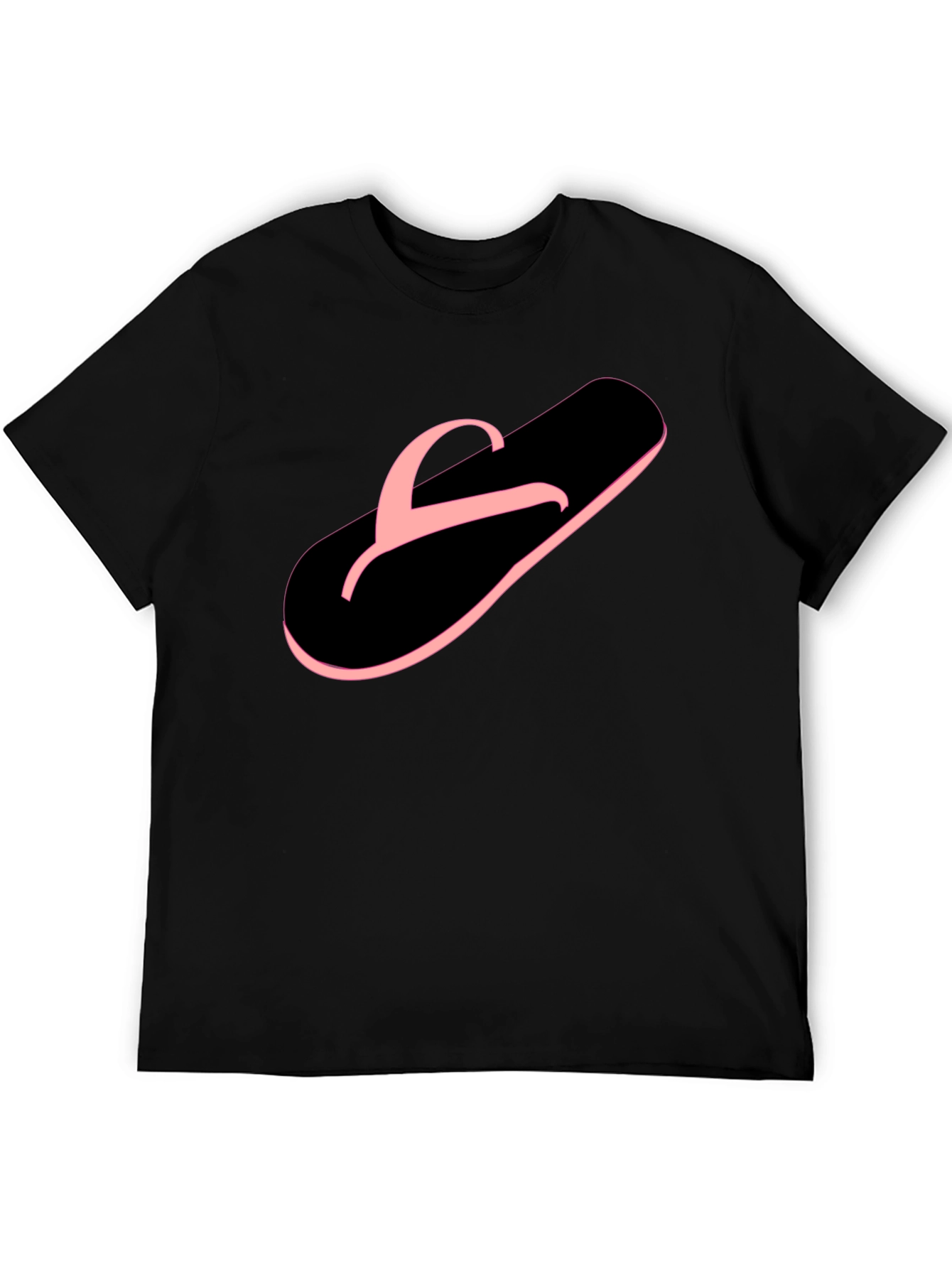 Black T-Shirt with Pink Flip-Flop Graphic