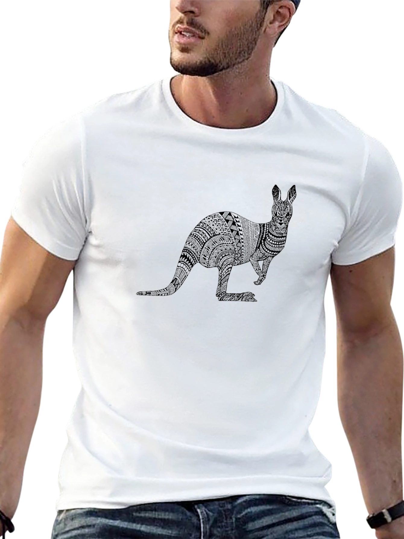 Kangaroo Print T-Shirt - Unique Animal Design