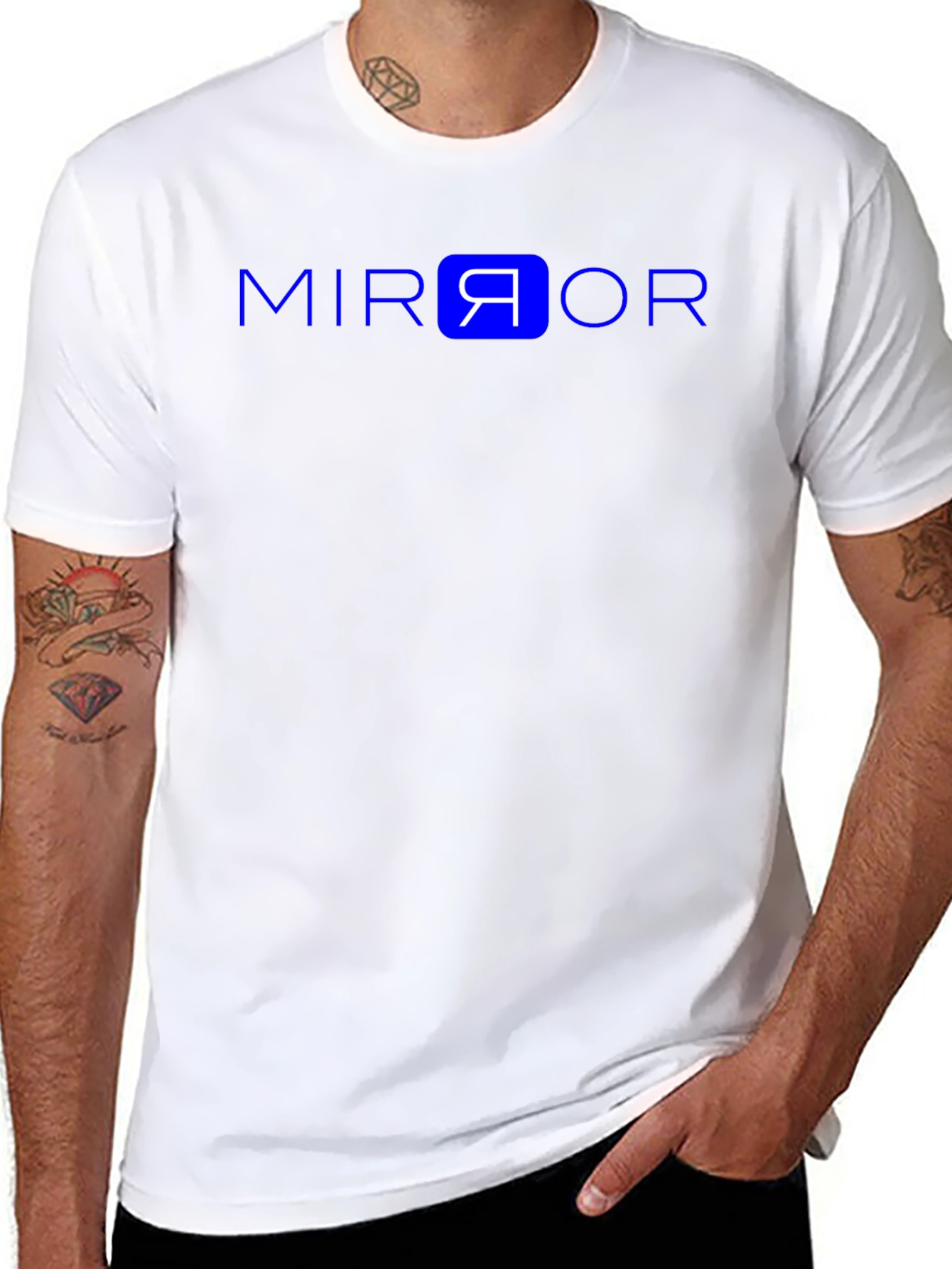 Mirror Graphic Tee - Black Cotton Casual Shirt