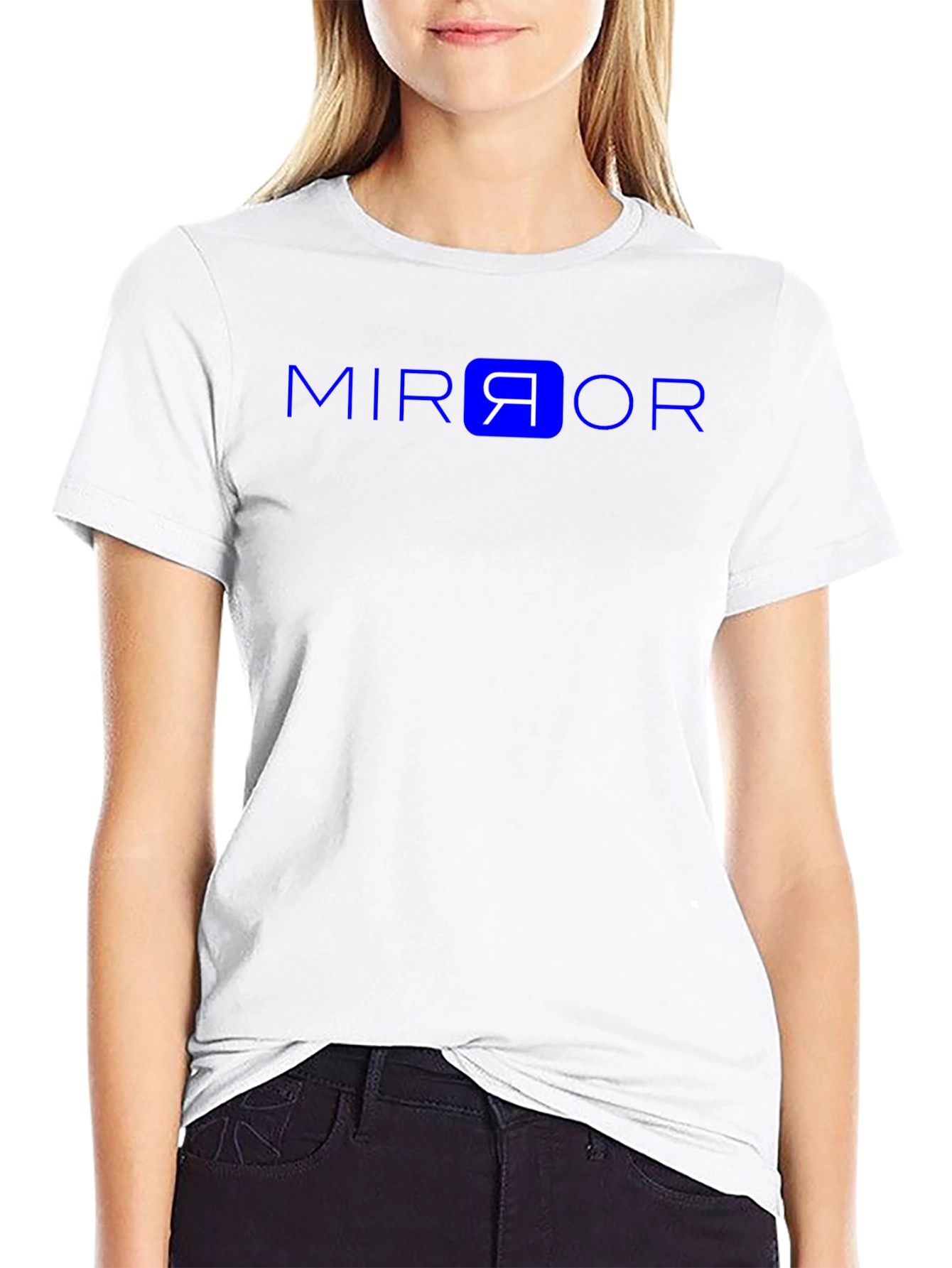 Mirror Graphic Tee - Black Cotton Casual Shirt