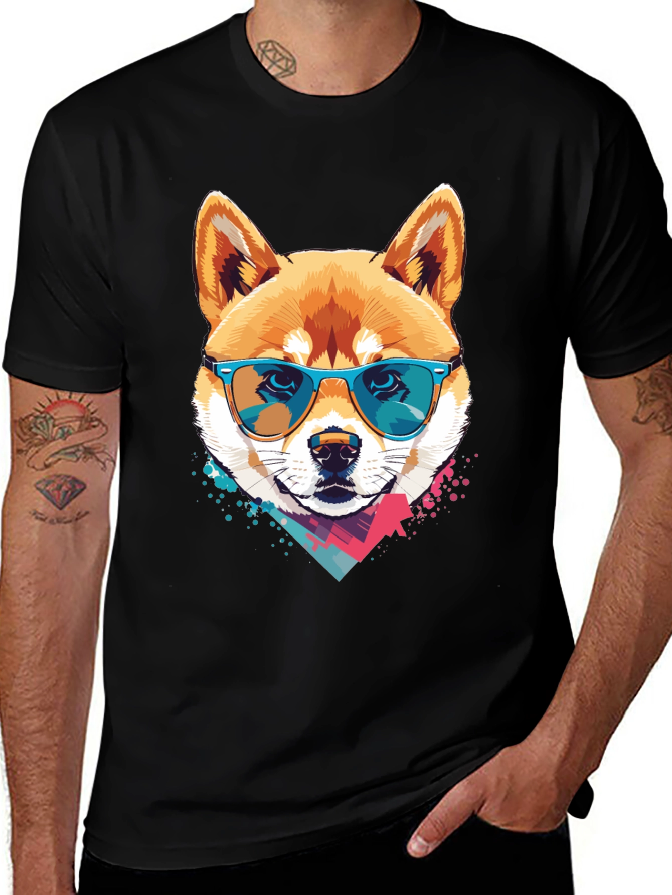 Shiba Inu Sunglasses Graphic Tee - Cool Dog Shirt