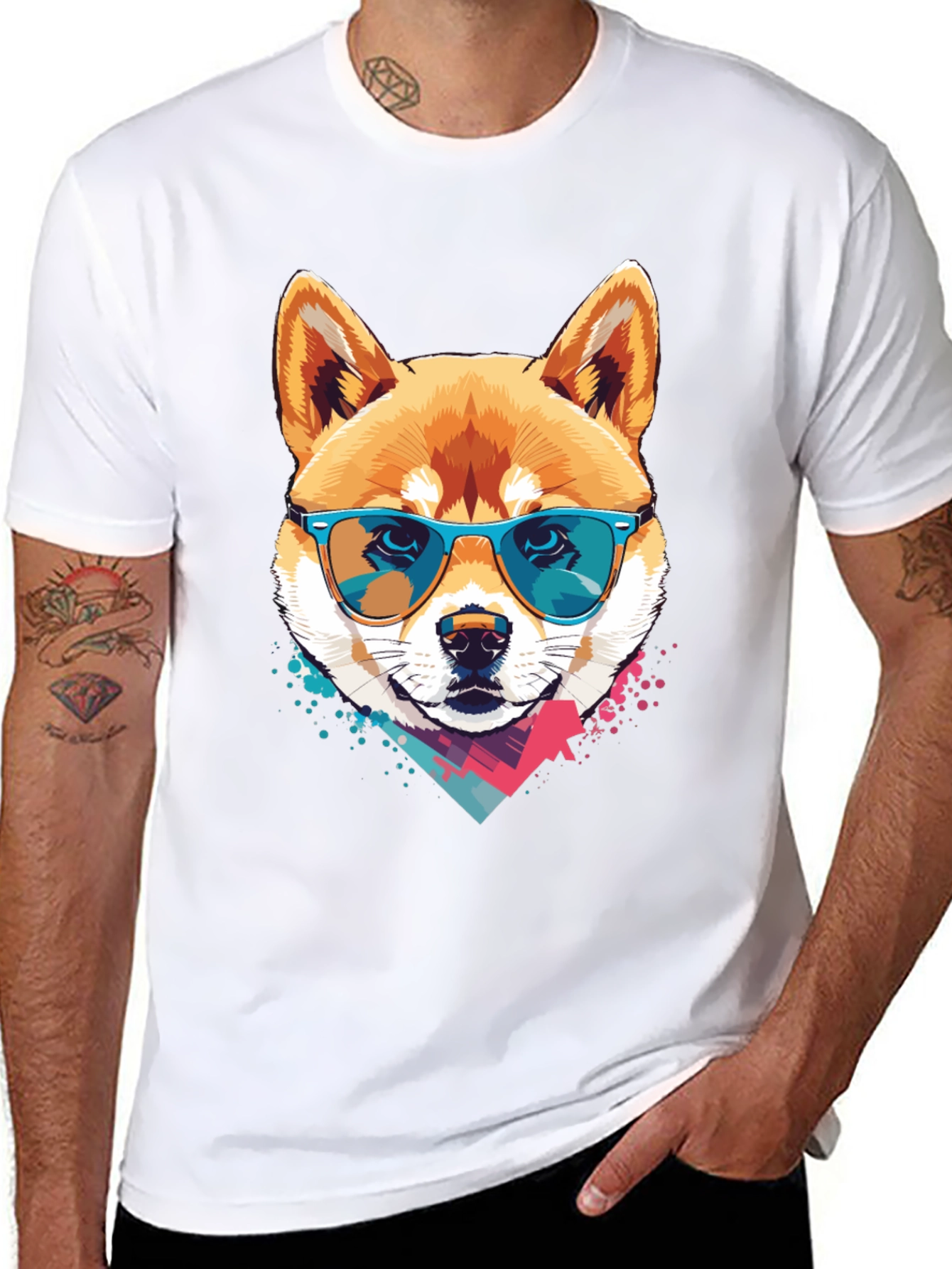 Shiba Inu Sunglasses Graphic Tee - Cool Dog Shirt