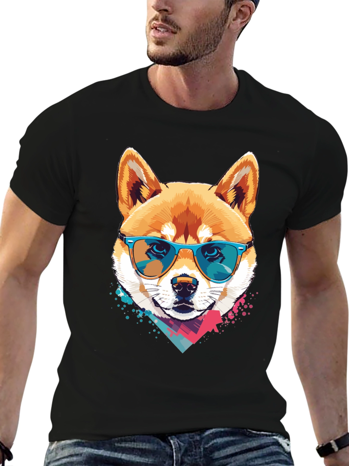 Shiba Inu Sunglasses Graphic Tee - Cool Dog Shirt