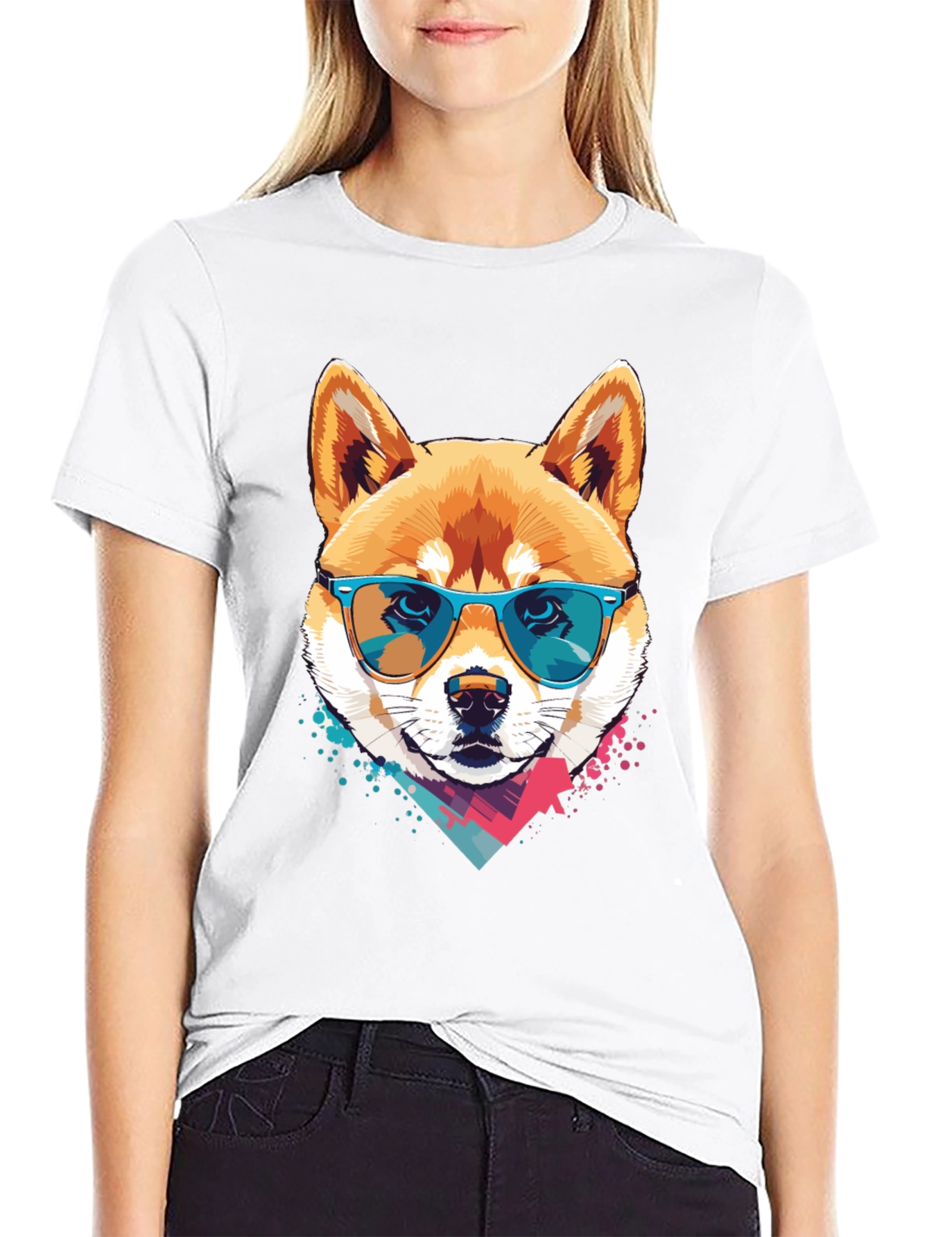 Shiba Inu Sunglasses Graphic Tee - Cool Dog Shirt