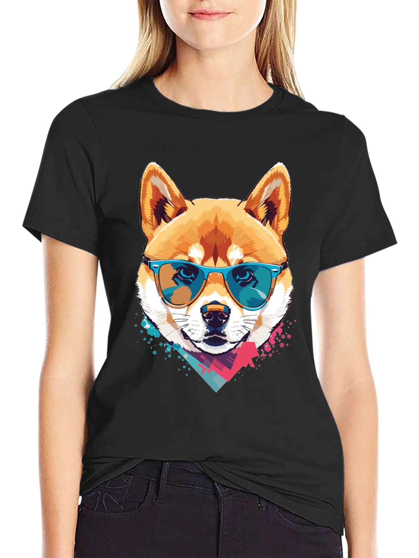 Shiba Inu Sunglasses Graphic Tee - Cool Dog Shirt