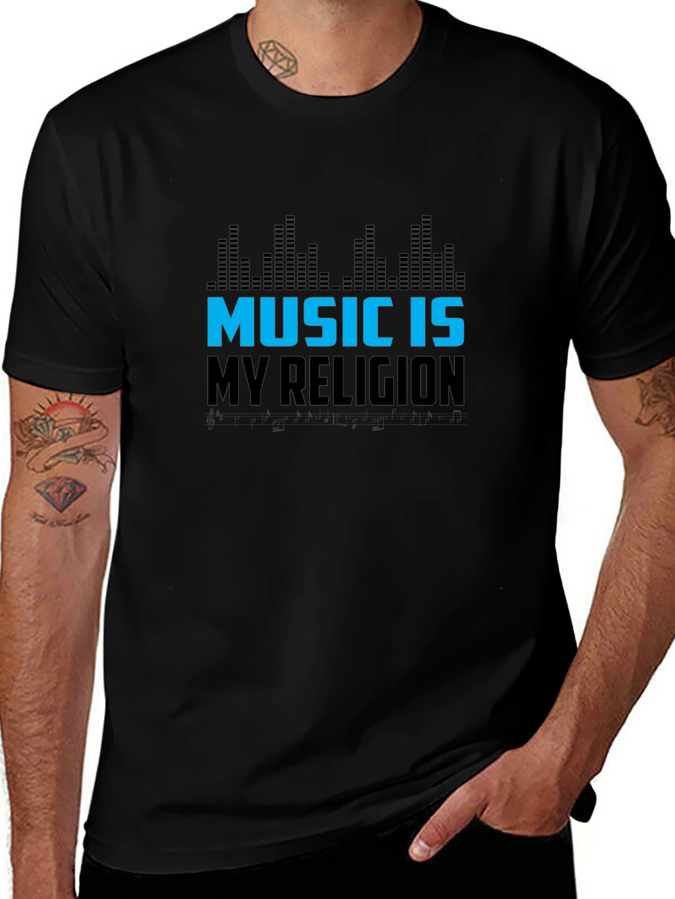 Music is My Religion Black Graphic Tee