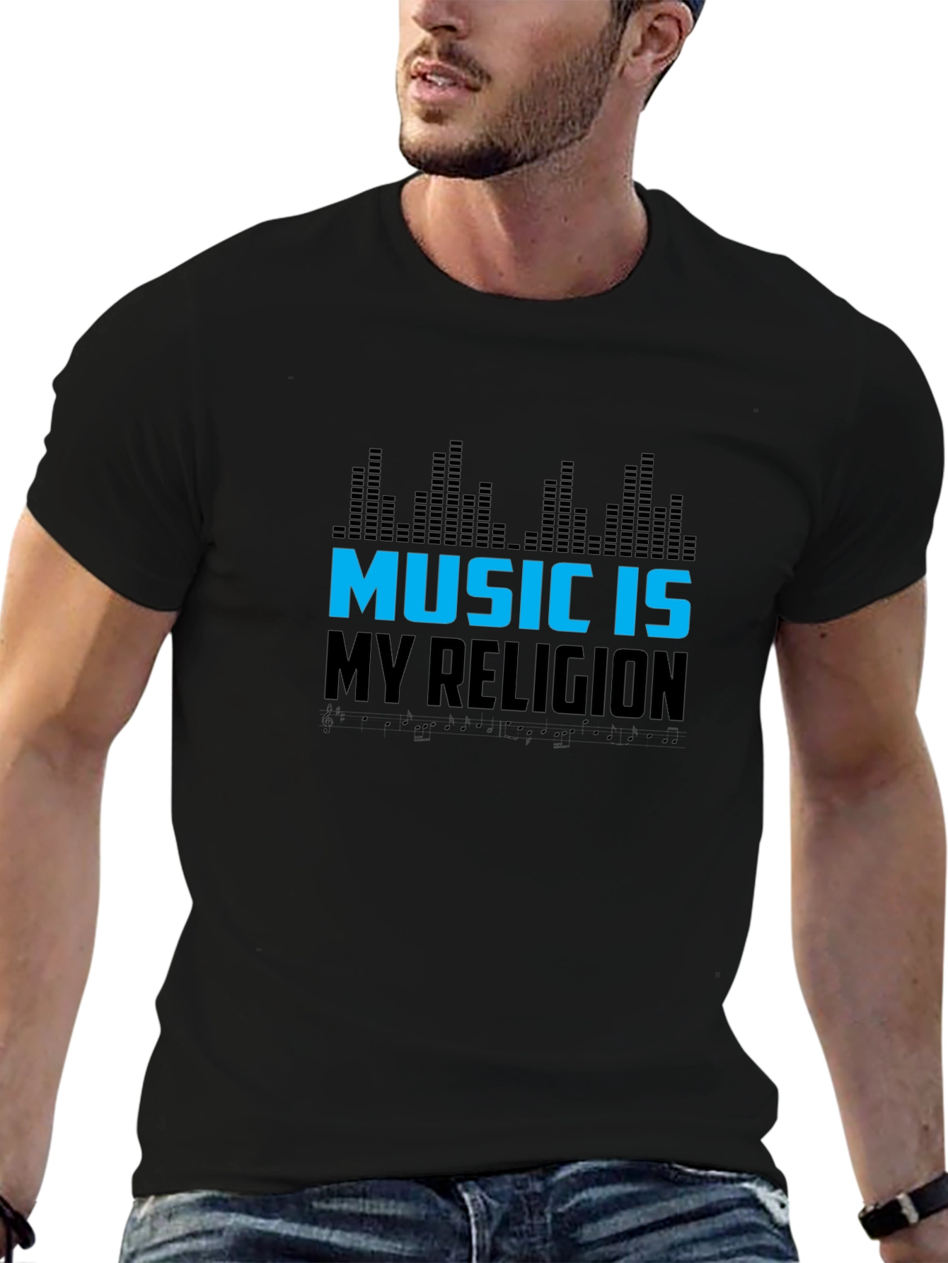Music is My Religion Black Graphic Tee