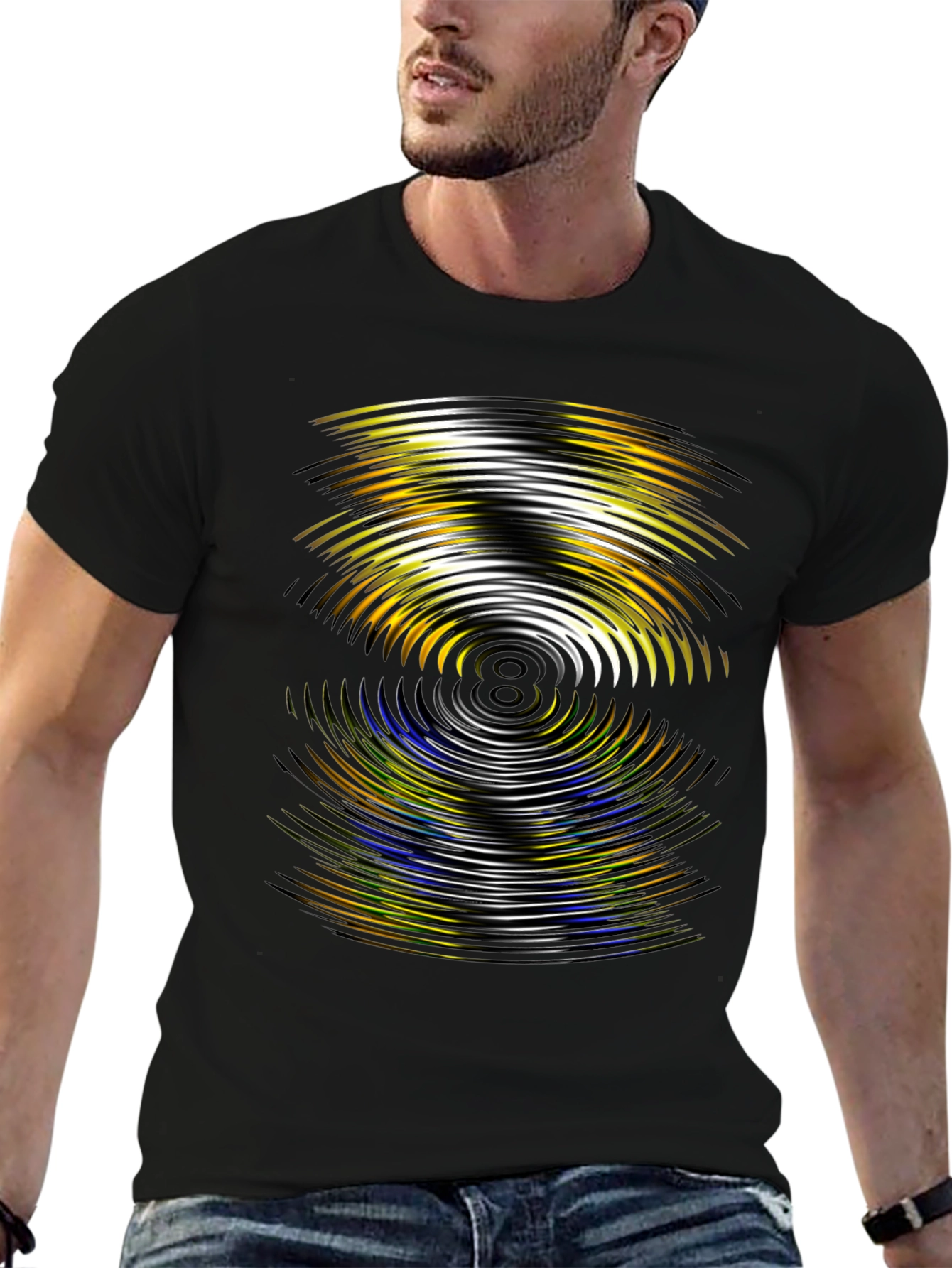 Rippled Graphic Black T-Shirt