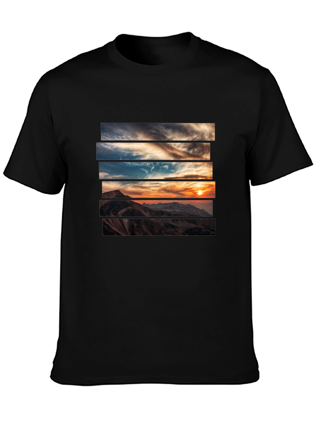 Sunset Mountain Graphic Tee - Stylish Black T-Shirt