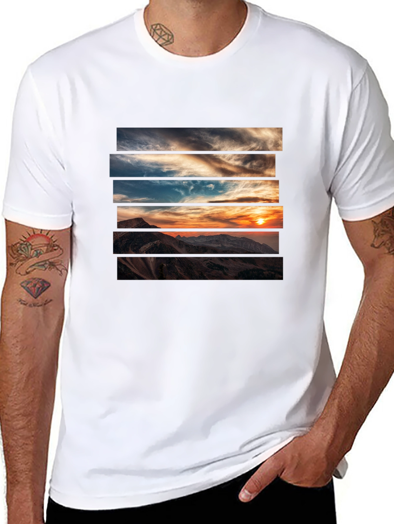 Sunset Mountain Graphic Tee - Stylish Black T-Shirt