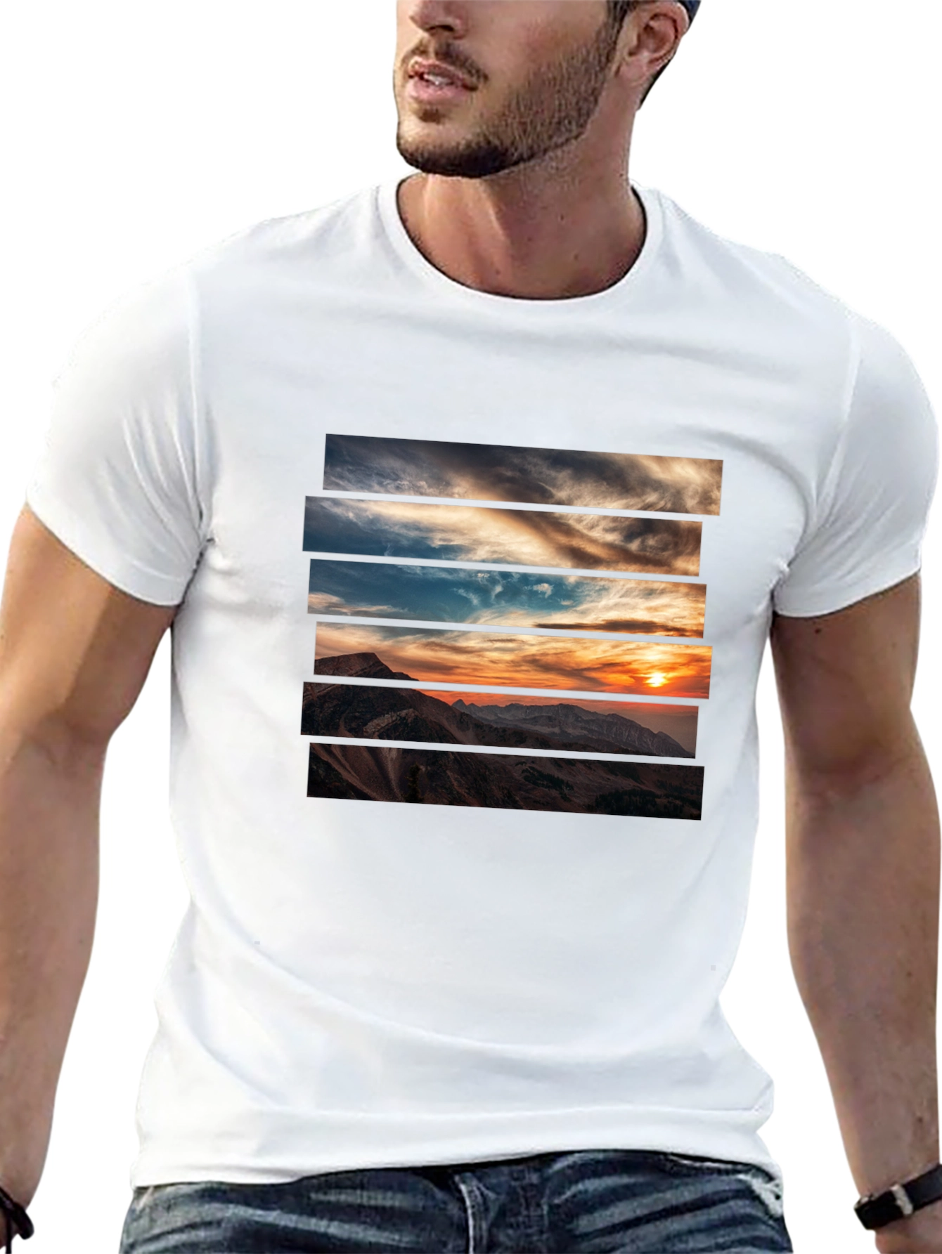 Sunset Mountain Graphic Tee - Stylish Black T-Shirt
