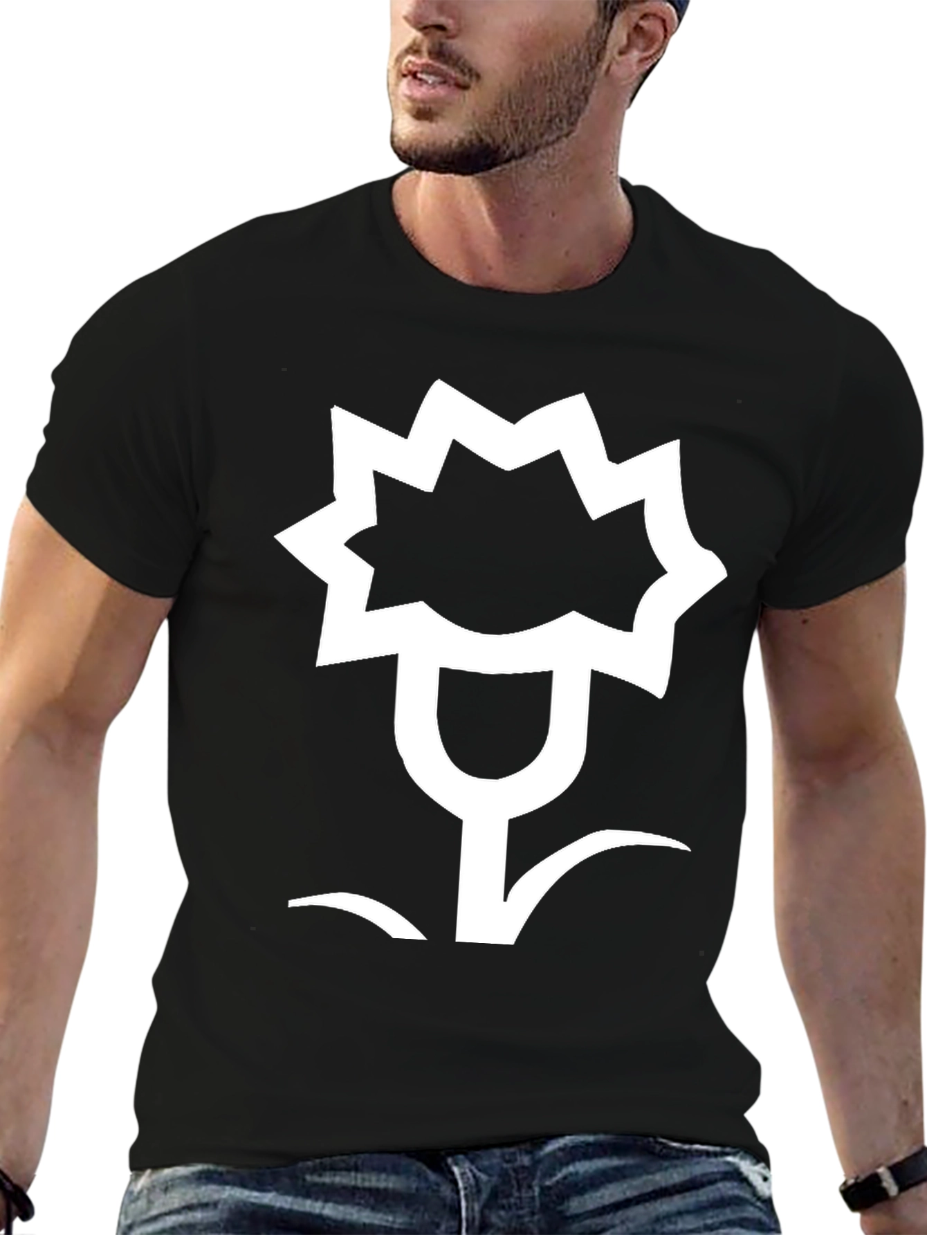 Abstract Floral Graphic Black T-Shirt