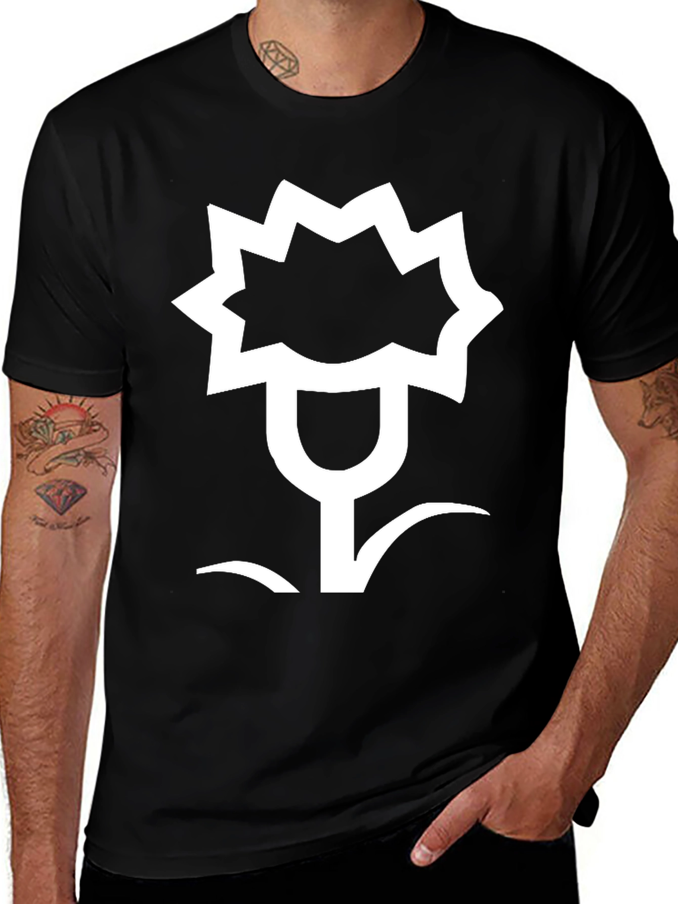 Abstract Floral Graphic Black T-Shirt