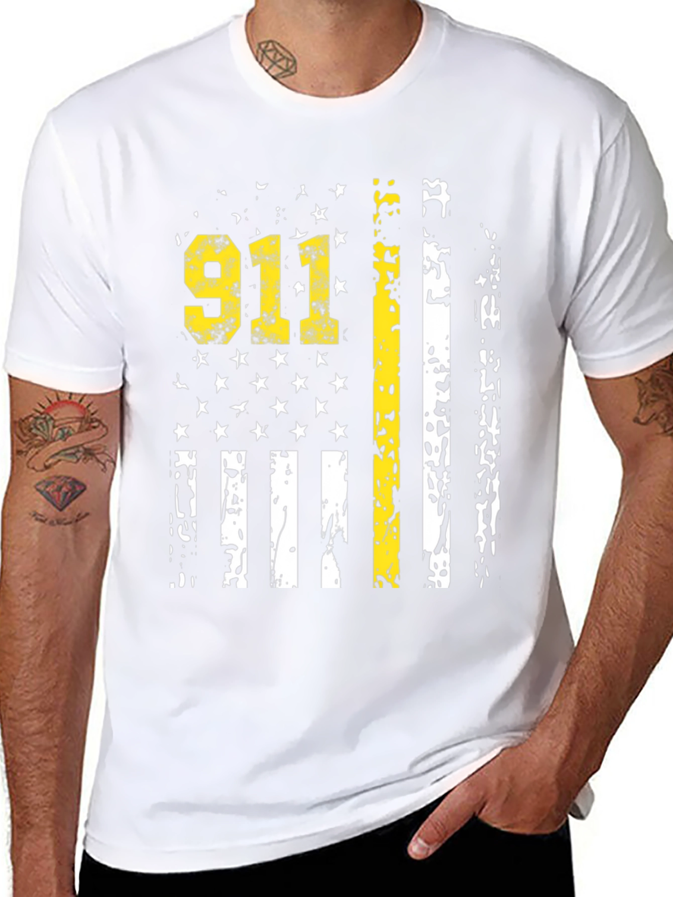 911 Thin Yellow Line American Flag T-Shirt