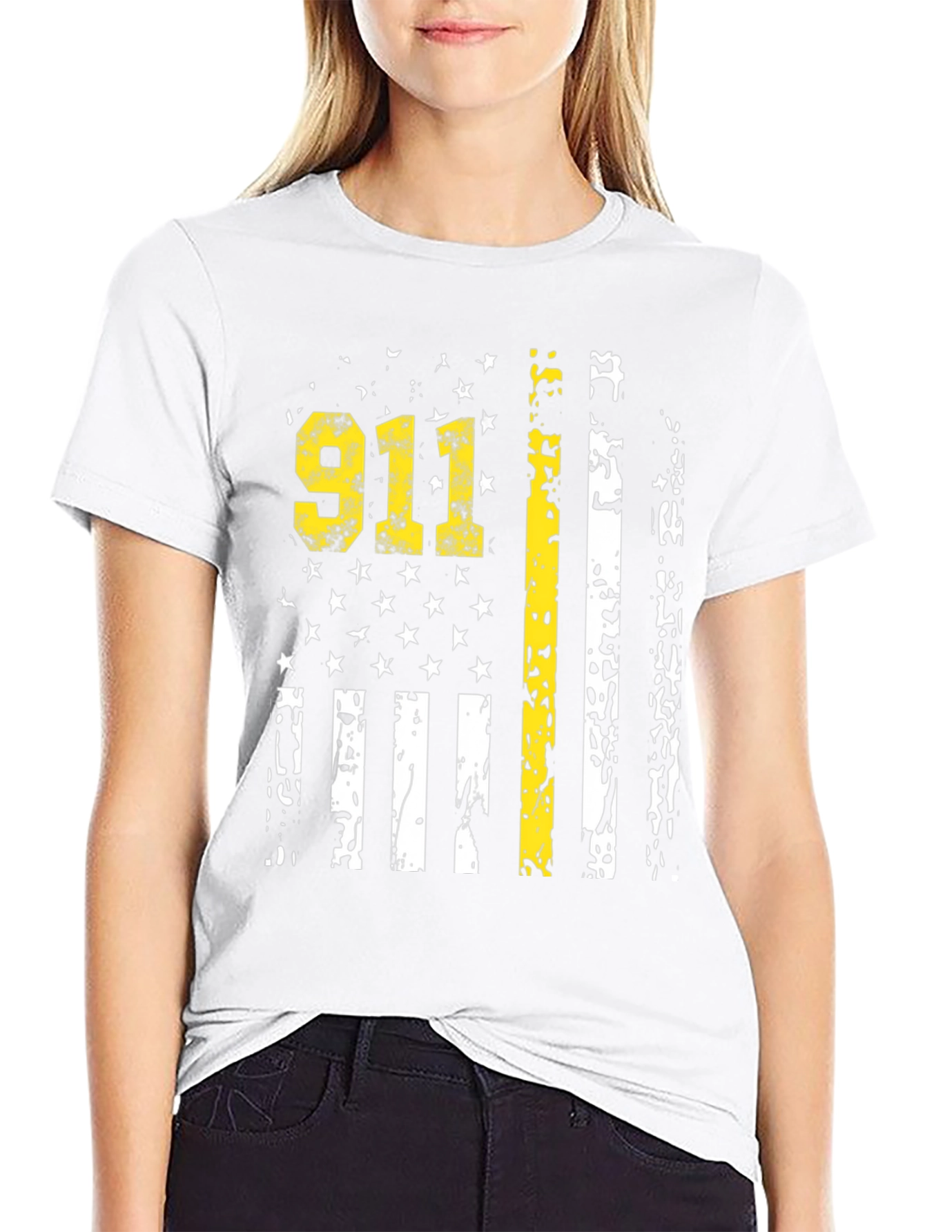 911 Thin Yellow Line American Flag T-Shirt